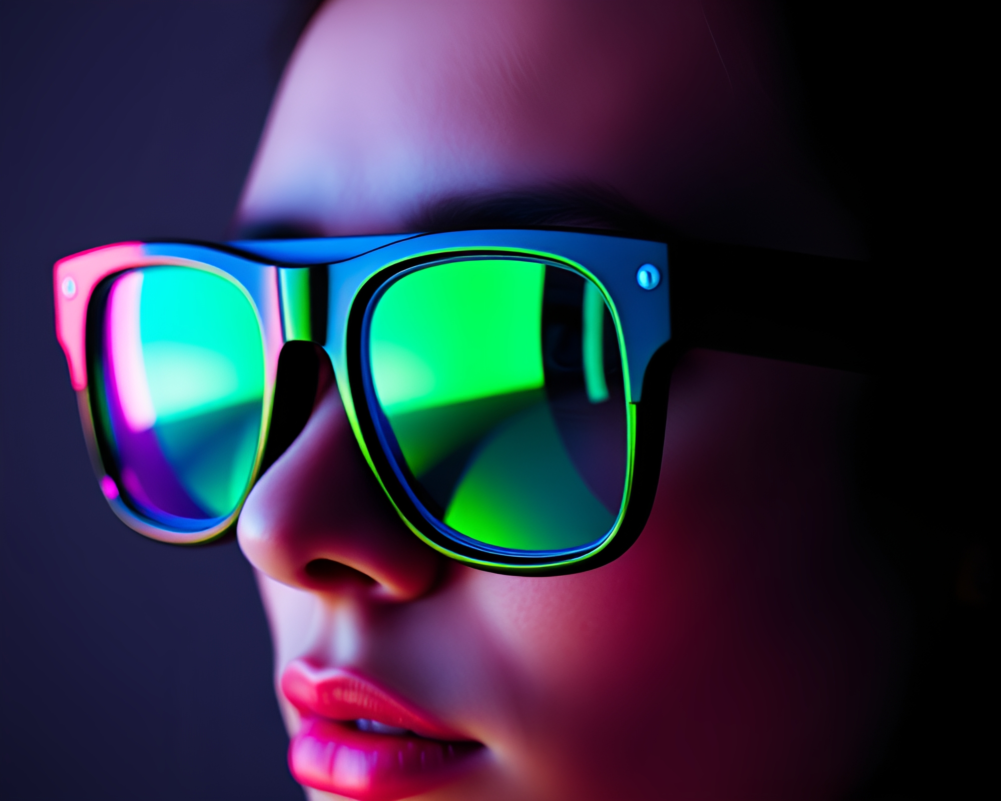 Vibrant Augmented Reality Glasses in Crosshatch Shading – free AI stock image