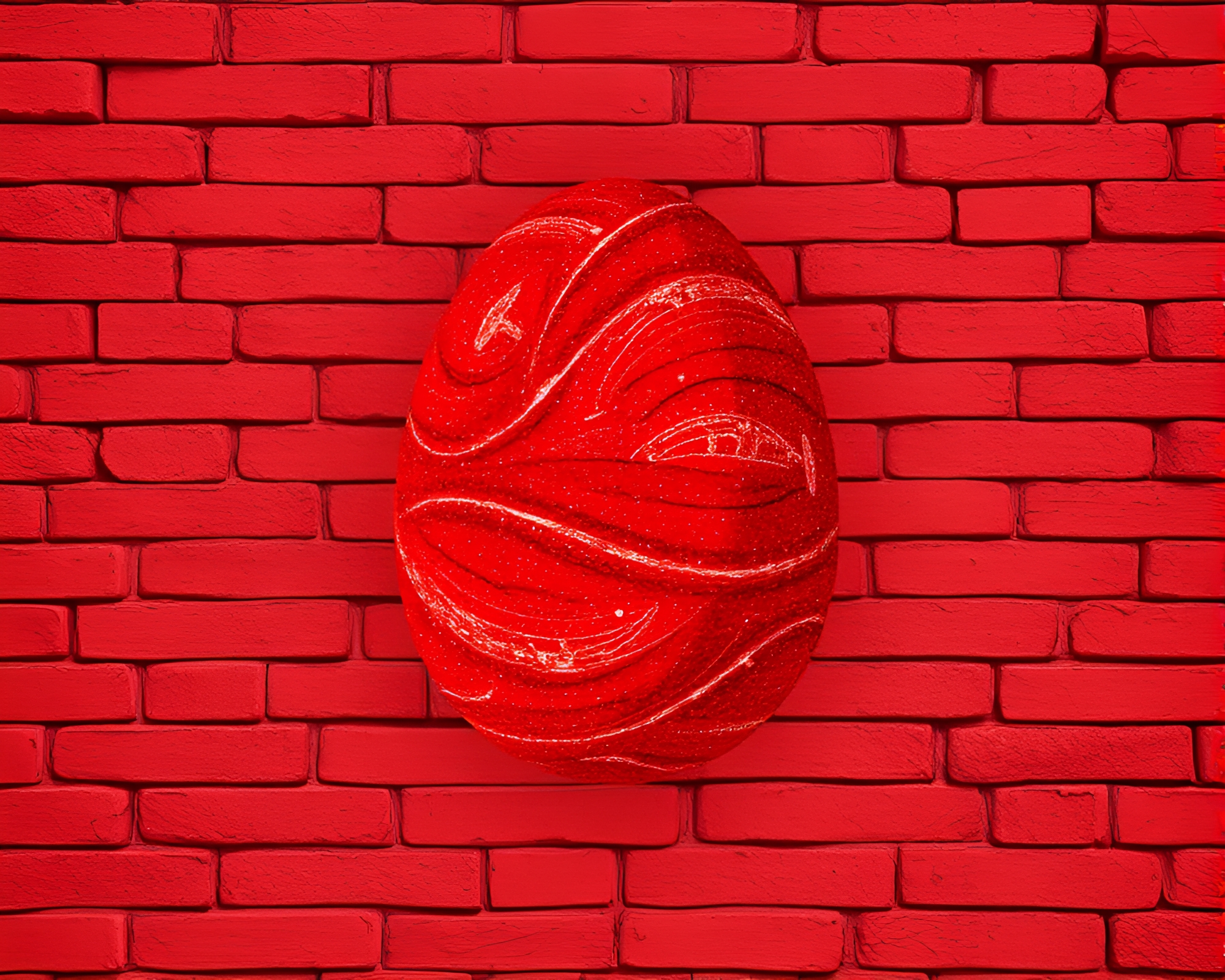 Enigmatic Dragon Egg Etched in Brick Red Depth – free AI stock image
