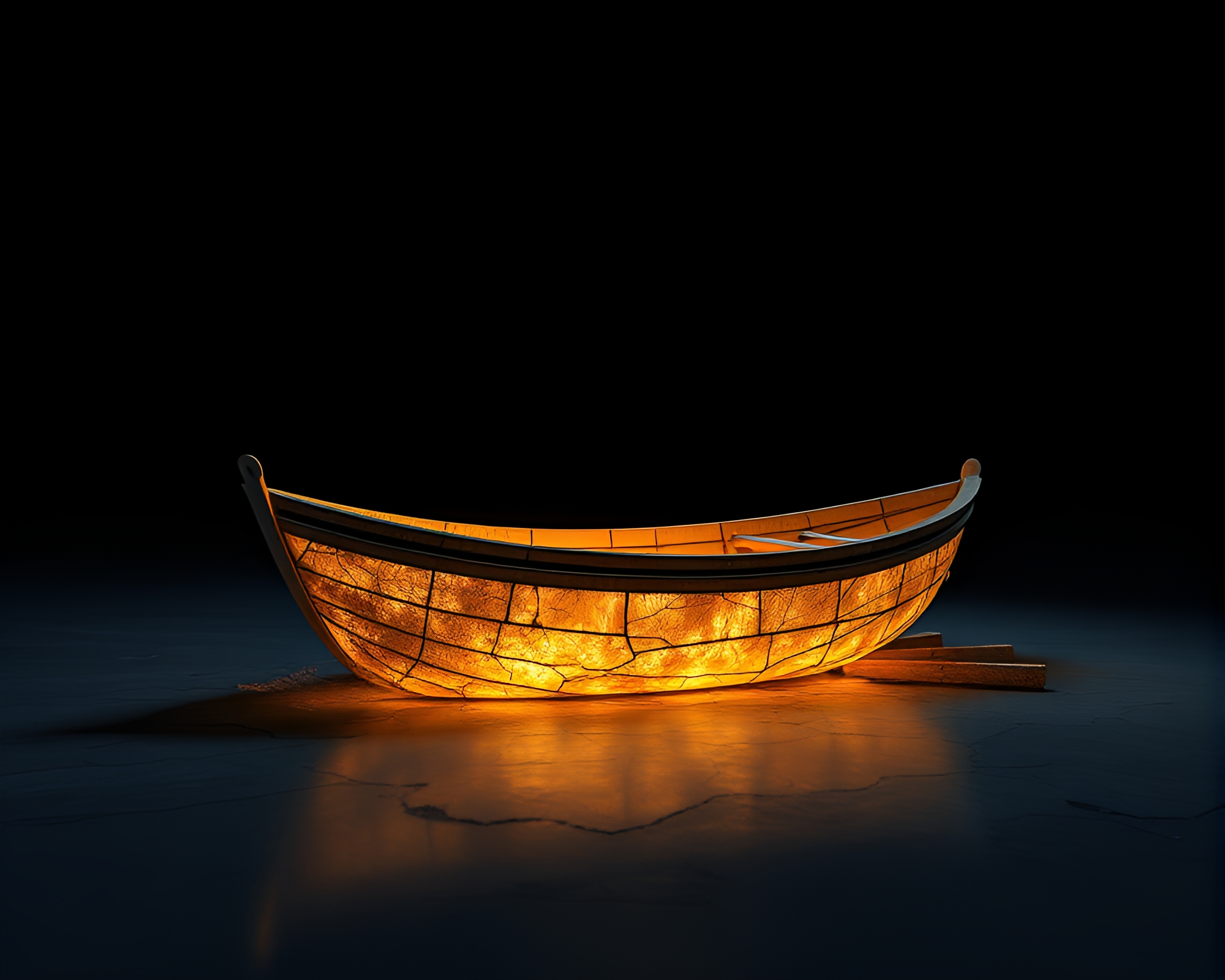 Drought-Stricken Hydrofoil Boat in Library Lamp Light – free AI stock image