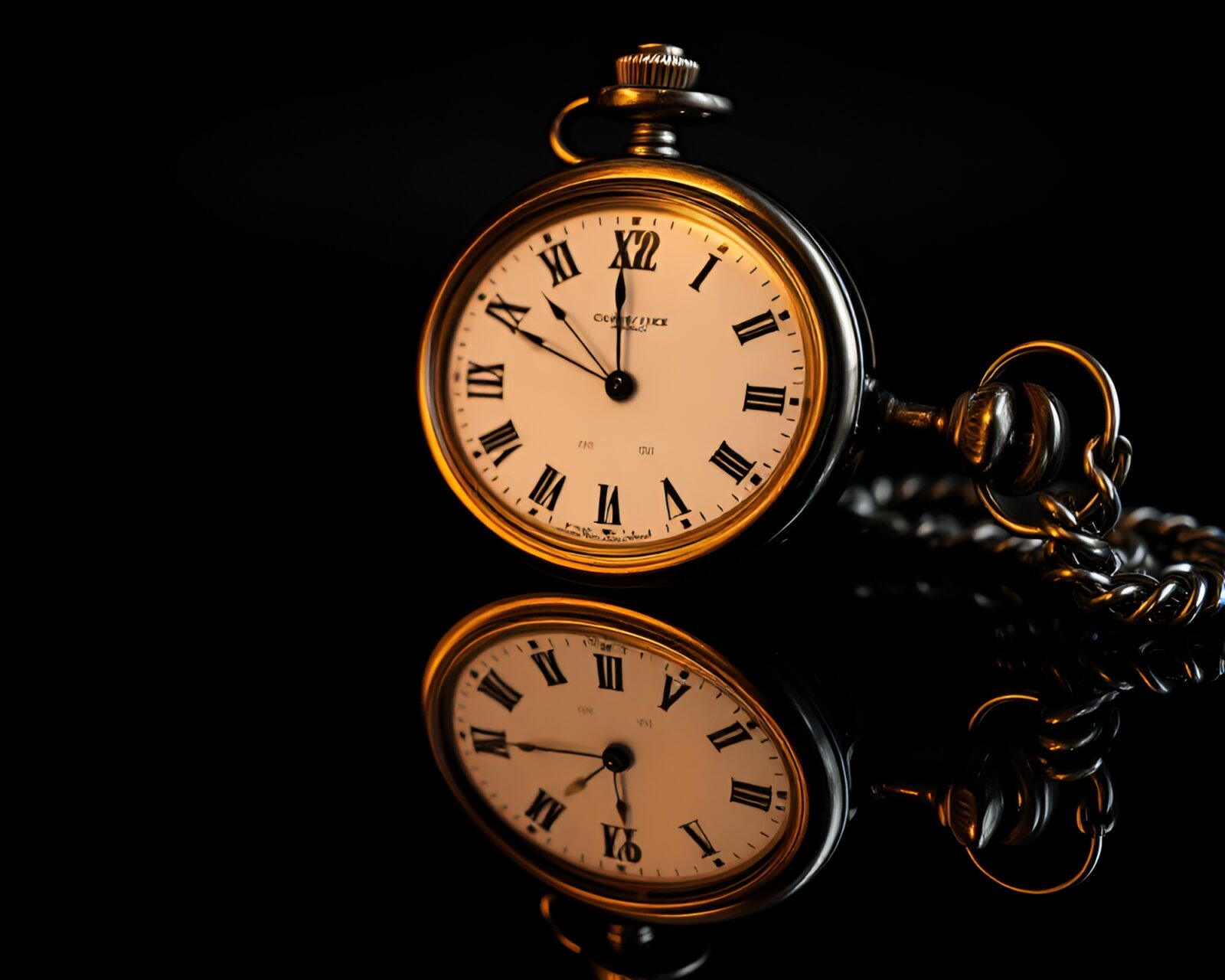 Sophisticated HDR contrast reflects in tri-tone pocket watch surface