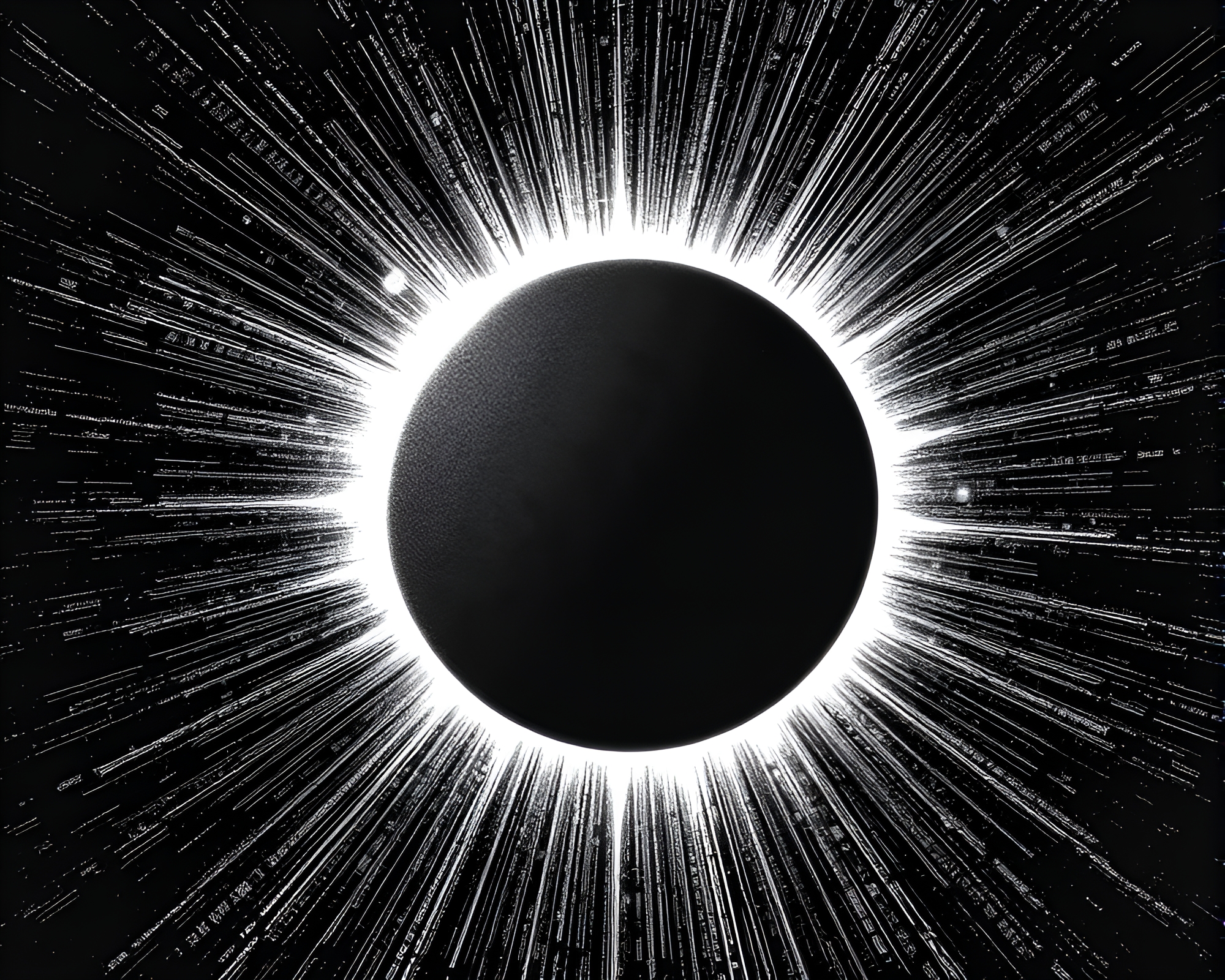 Solar Eclipse Crosshatched Line Art – free AI stock image