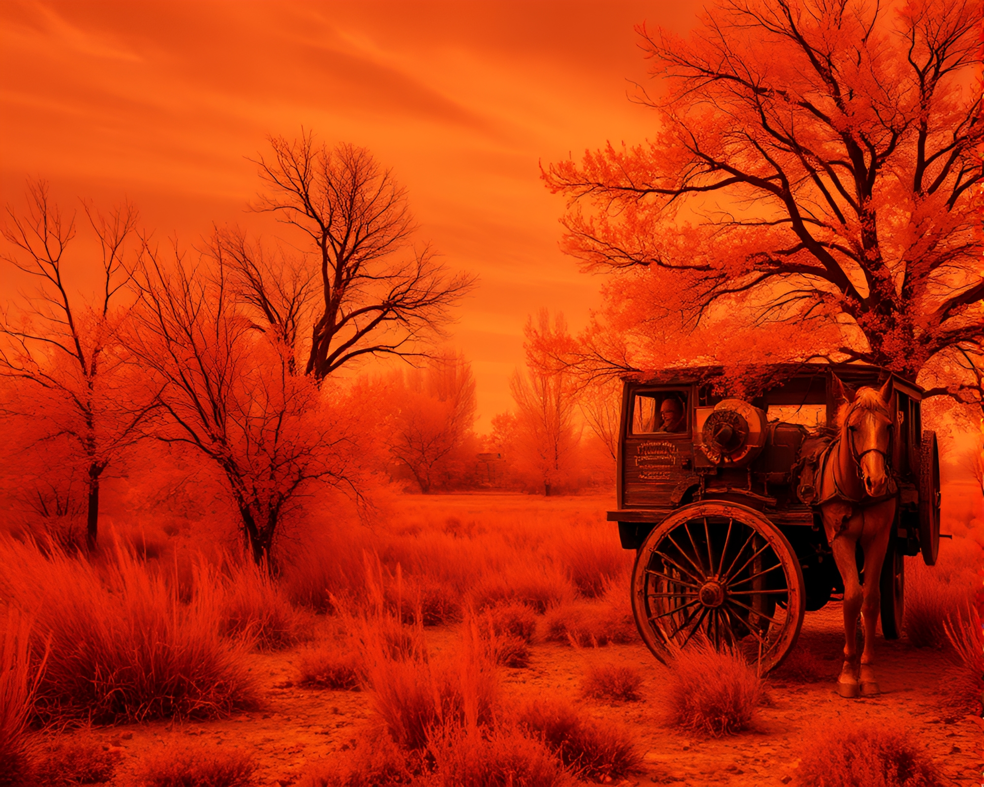 Stunning Stagecoach Infrared Graphic Novel Composition – free AI stock image