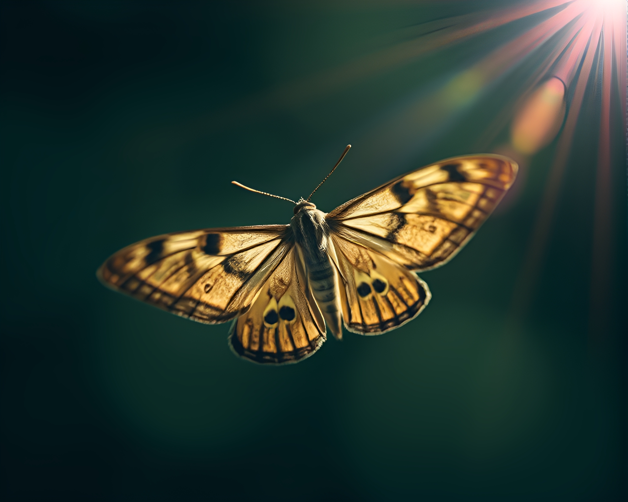 Moth in Motion with Flaring Light Trails – free AI stock image