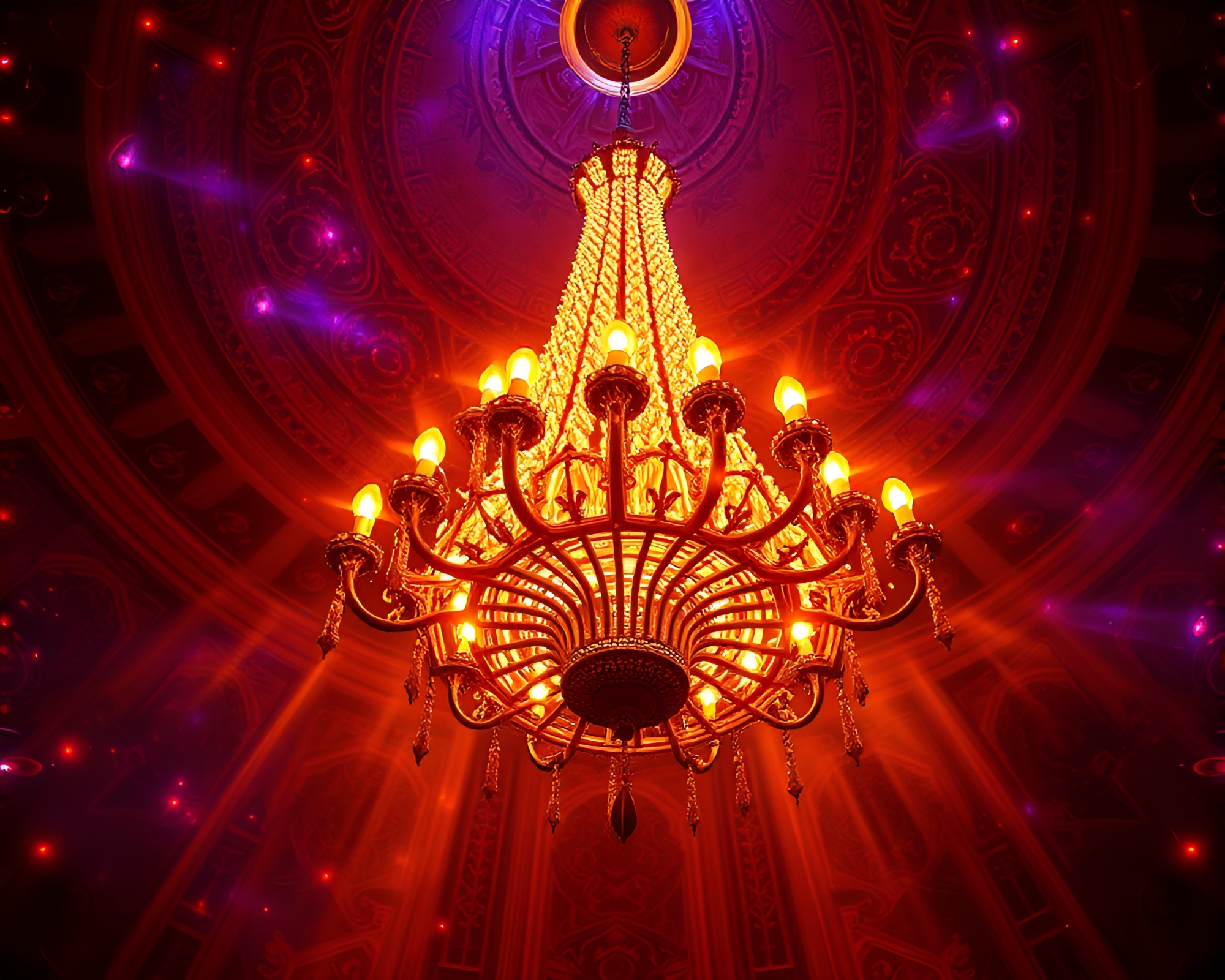Chandelier Sorcery Op Art Intricate Patterns Glow – free AI stock image