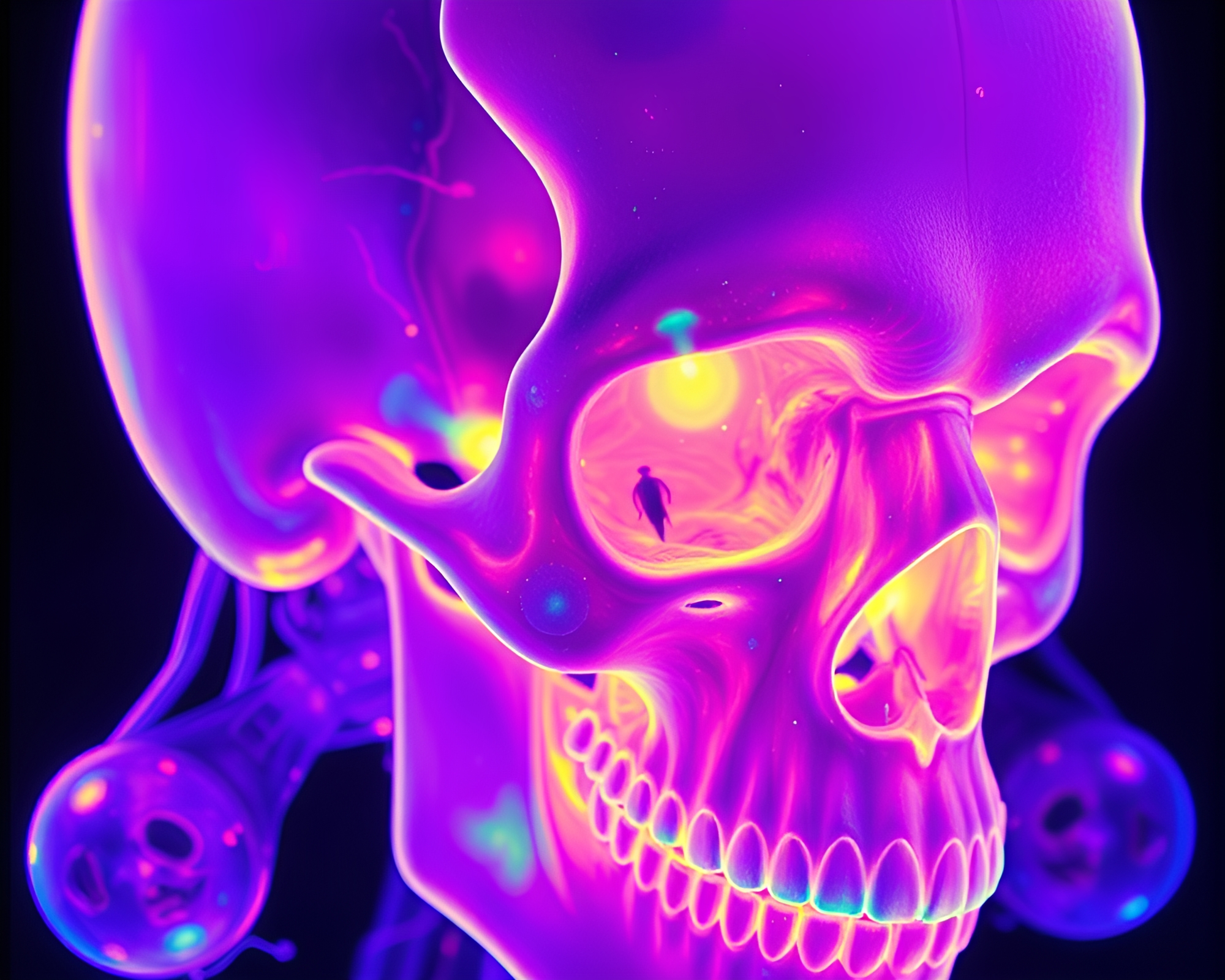 Surreal Crystal Skull with Thermal Imaging Colors – free AI stock image