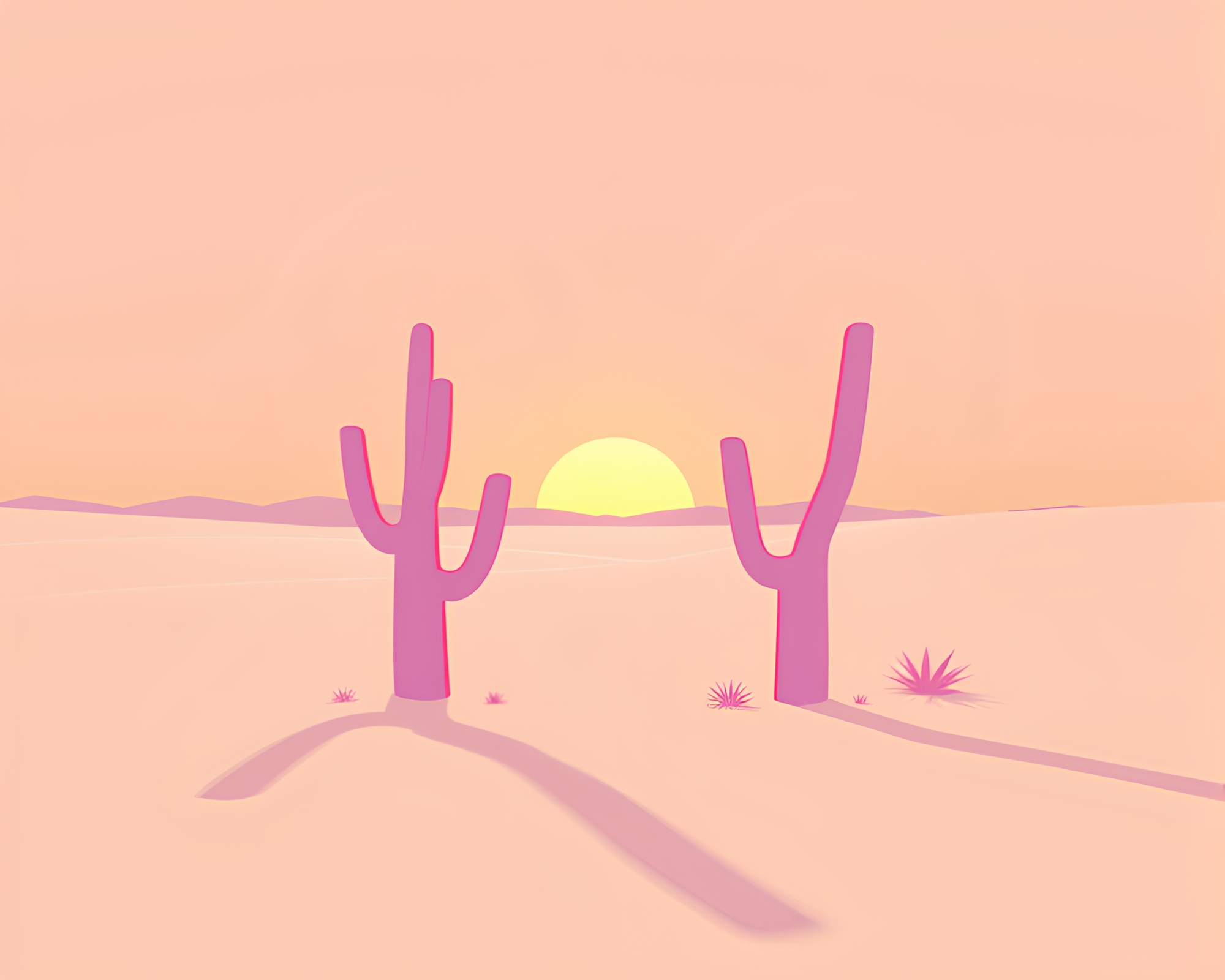 Desert Stencil Shadows during Pastel Sunrise Anaglyph 3D – free AI stock image