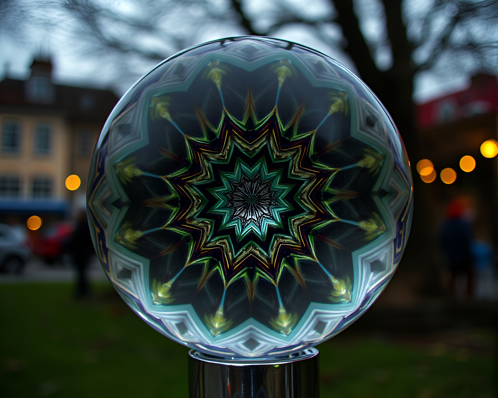 Colorful Street Art Glass Orb Kaleidoscope HDR – free AI stock image