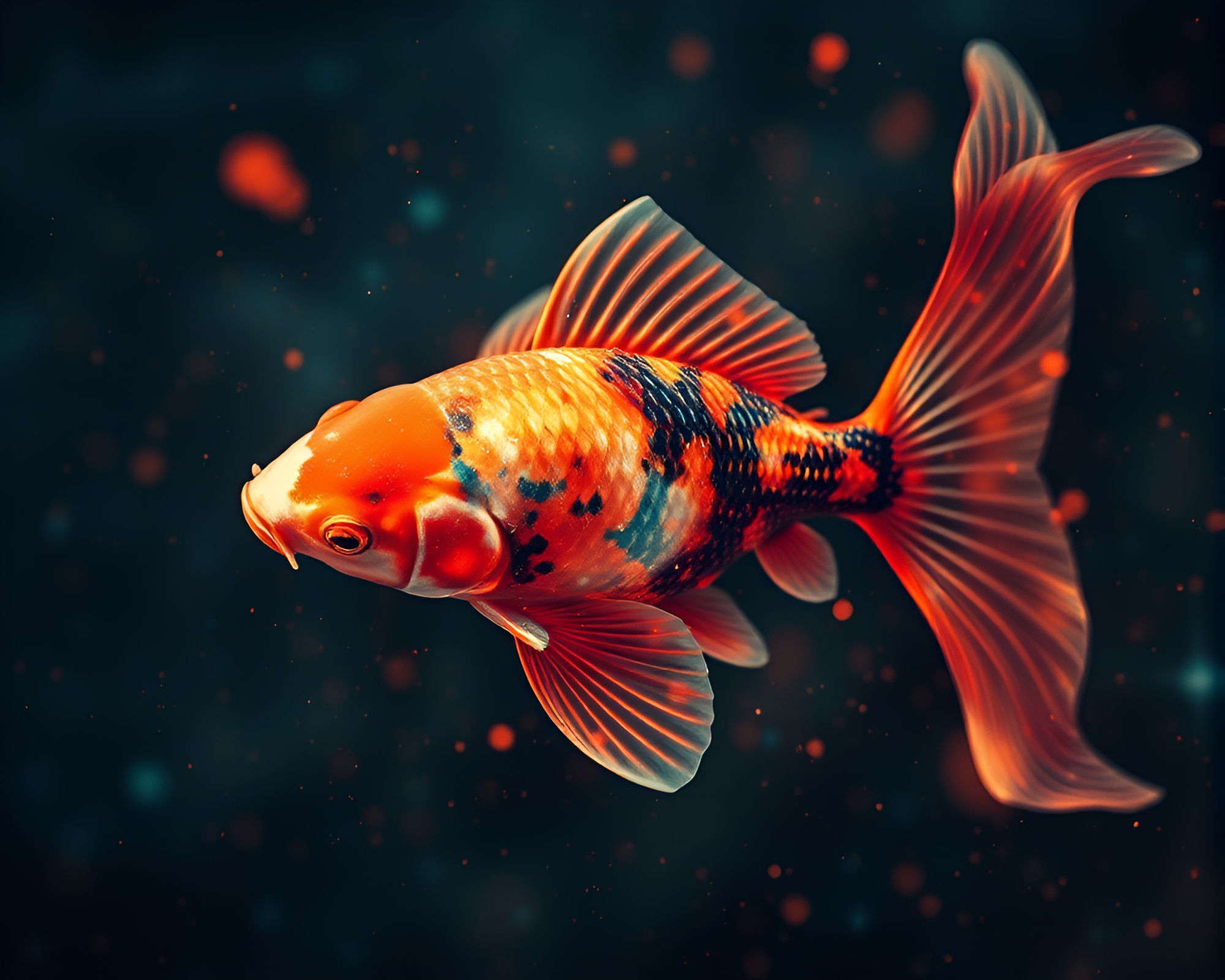 Serenity in the Cosmic Pond: Koi Fish Double Exposure – free AI stock image