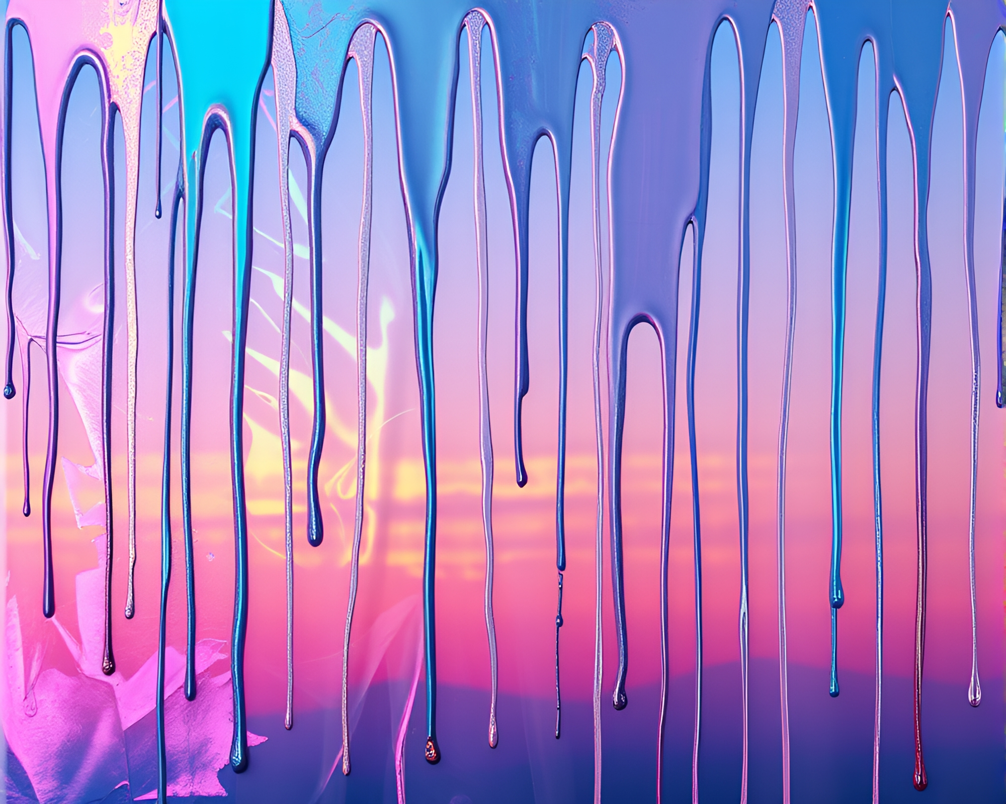 Holographic Twilight: Paint Drips Illumination – free AI stock image