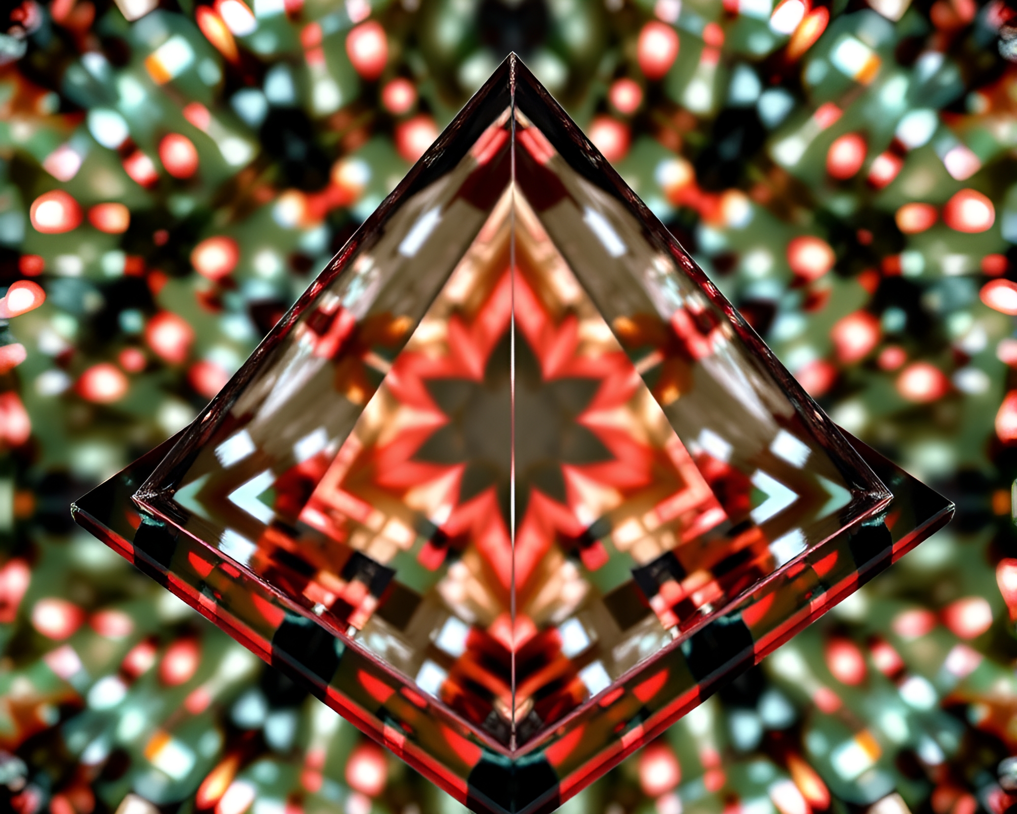 Vector Glass Pyramid with Kaleidoscope Effects Composition – free AI stock image