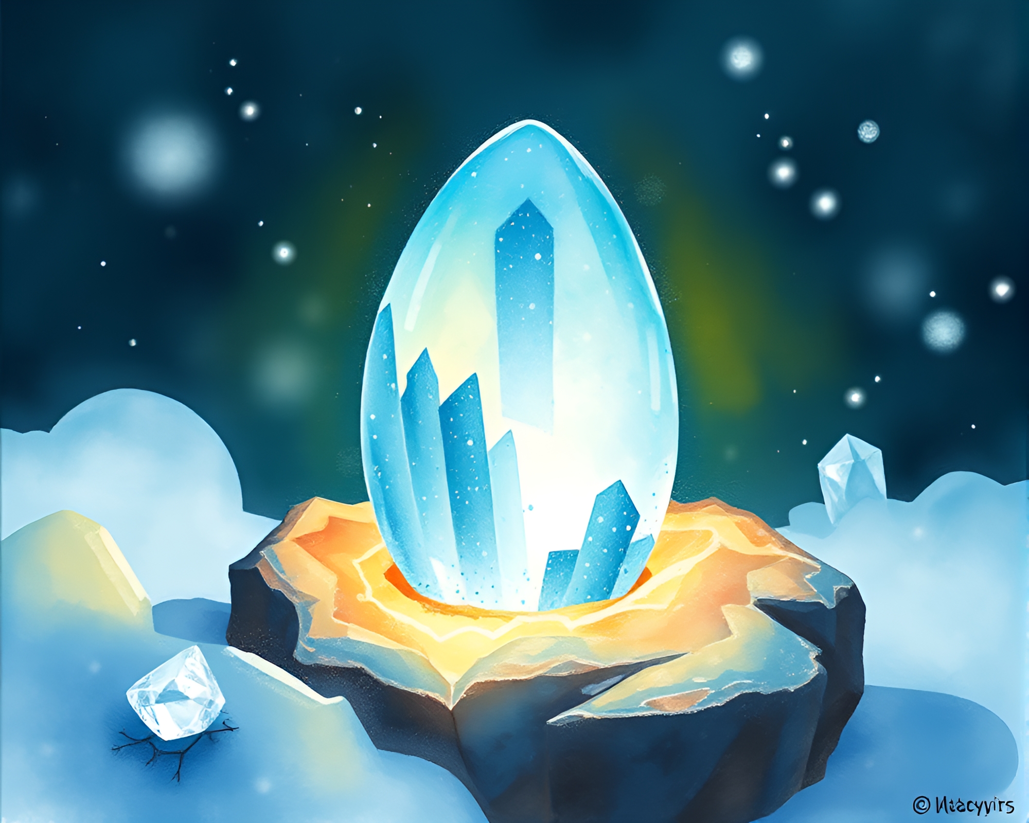 Dragon Egg Nest in Ice Crystal Cave – free AI stock image