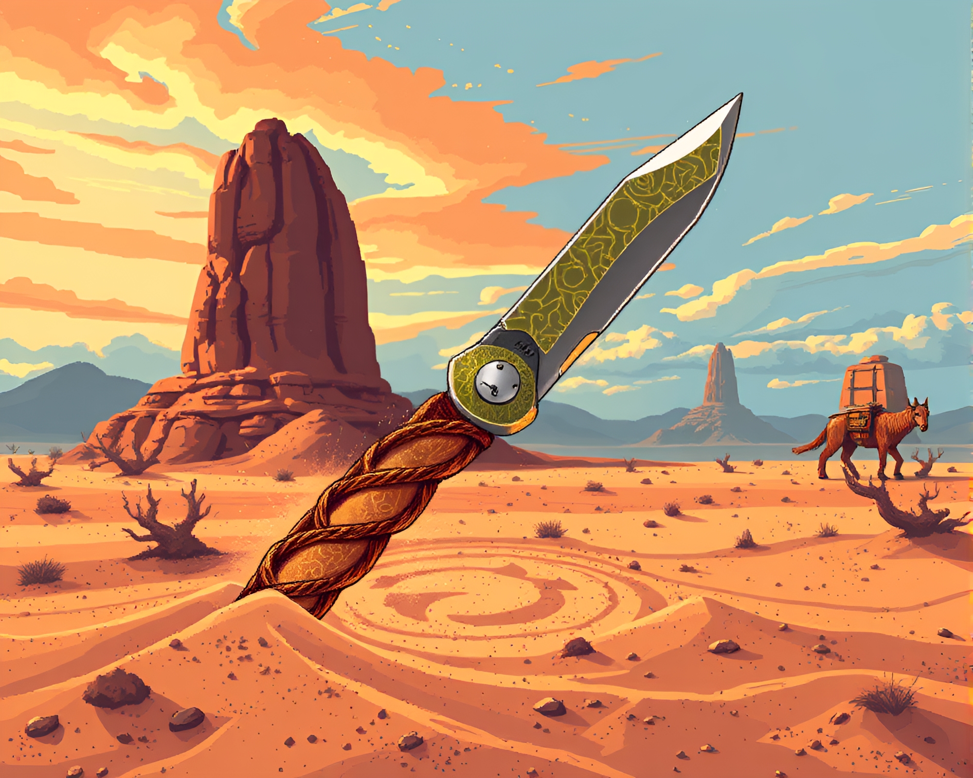 Mystical Vortex Twist in 16-bit Style – free AI stock image