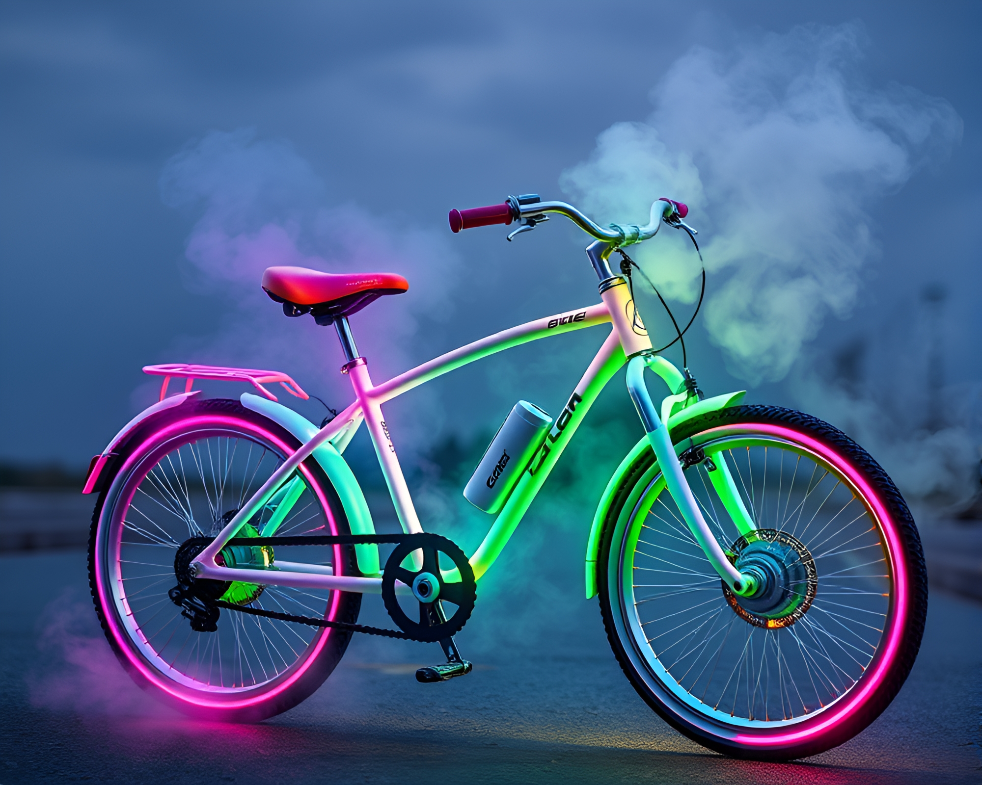 Soothing Solar-Powered Bike in Pastel Steam Vapor – free AI stock image