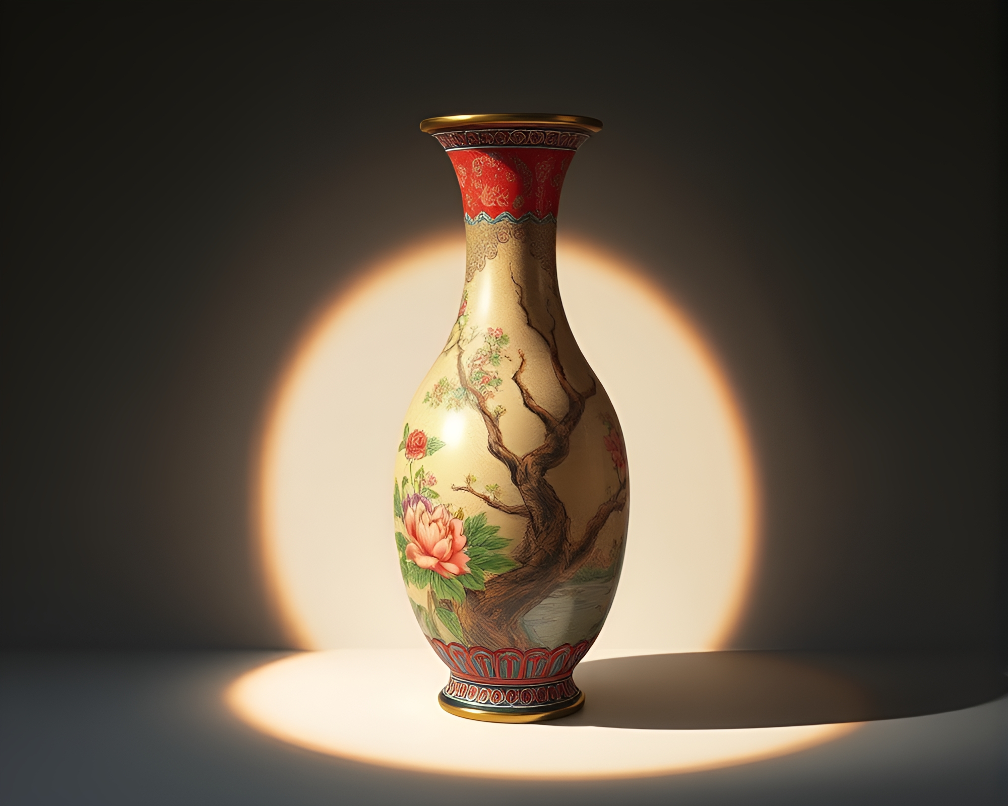 Eclipse Shadow Cloisonné Vase in CGI Rendered Portrait – free AI stock image