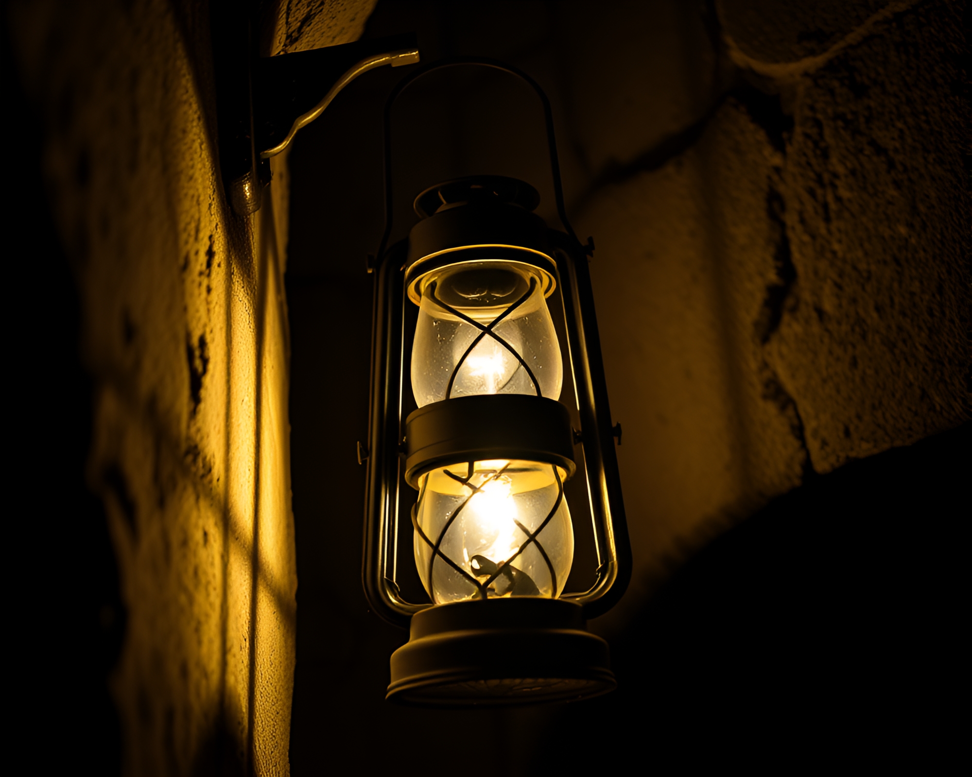 Dimly Lit Dungeon with Tilted Lantern Light – free AI stock image