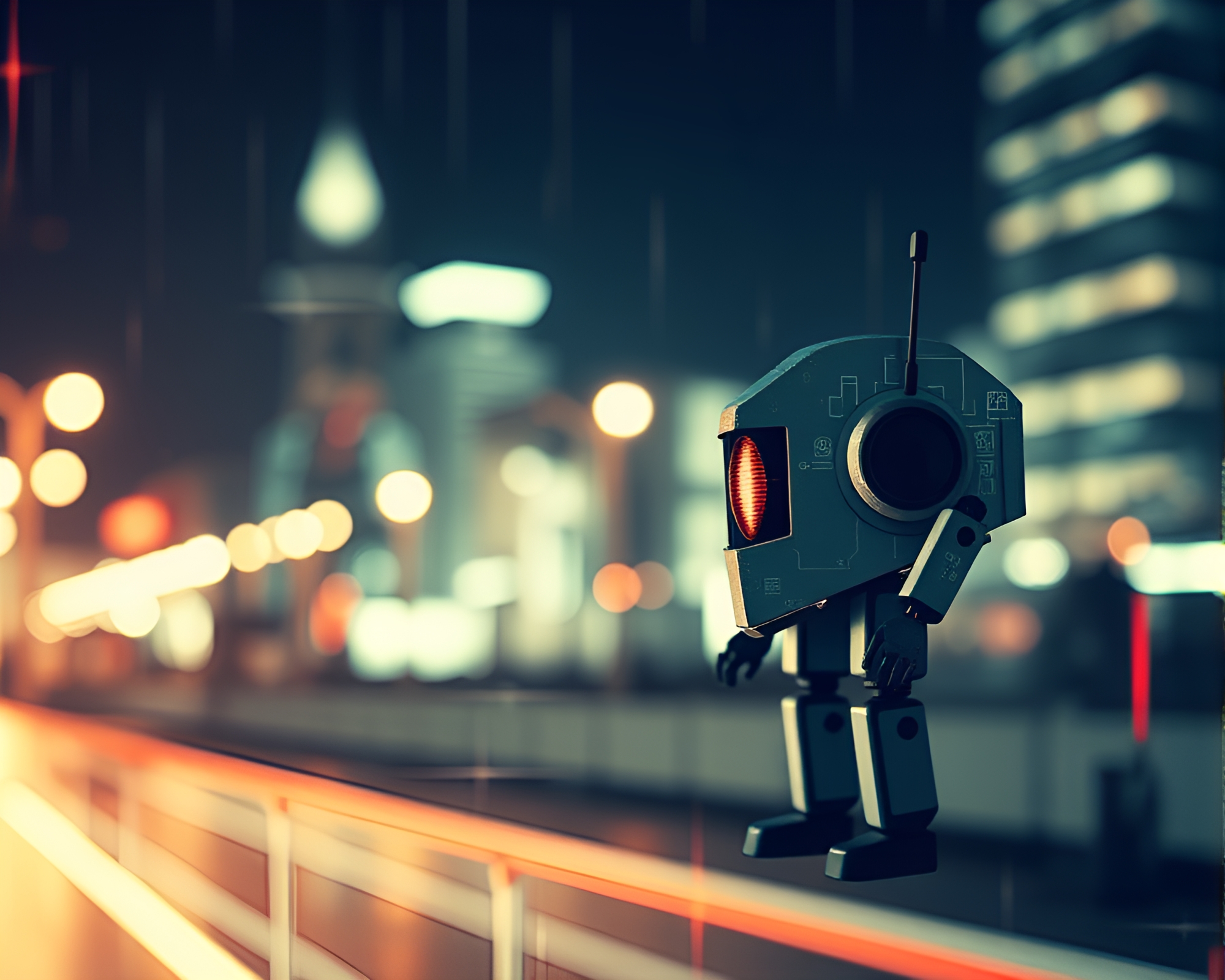 Futuristic Robot in Op Art Vignette Frame – free AI stock image