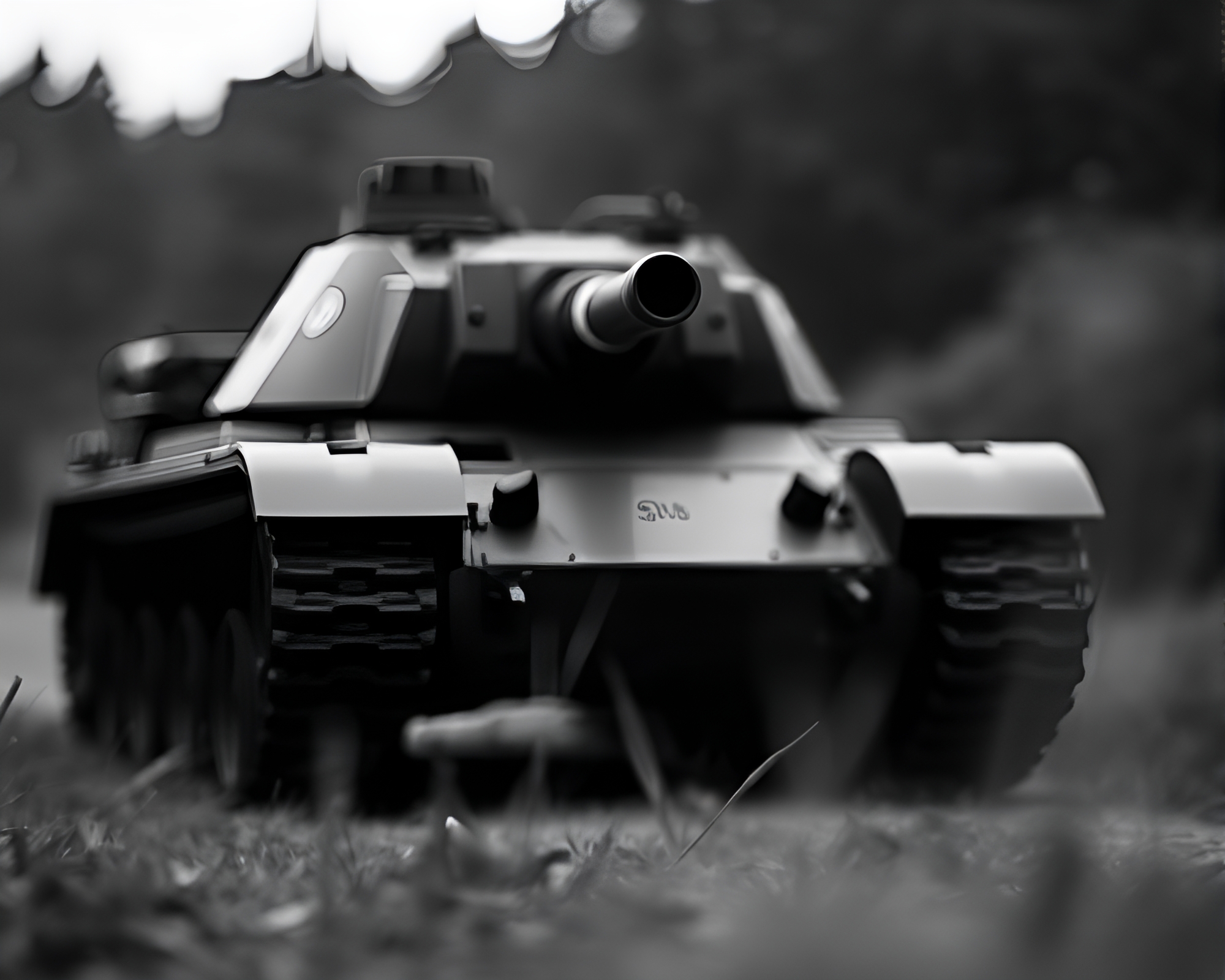 Armored tank in monochrome light vignette – free AI stock image