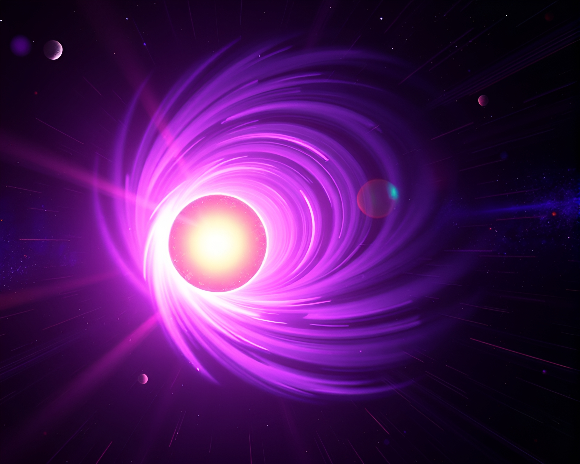 Ultraviolet Space Habitat with Lens Distortion Swirl – free AI stock image