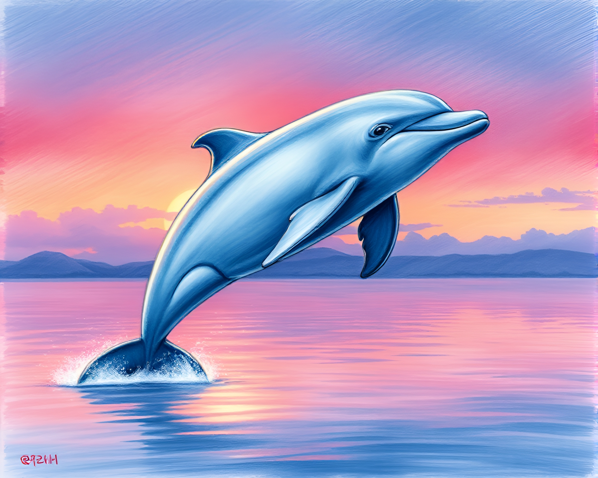 Amazon River Dolphin in Polar Twilight Pastel Drawing – free AI stock image