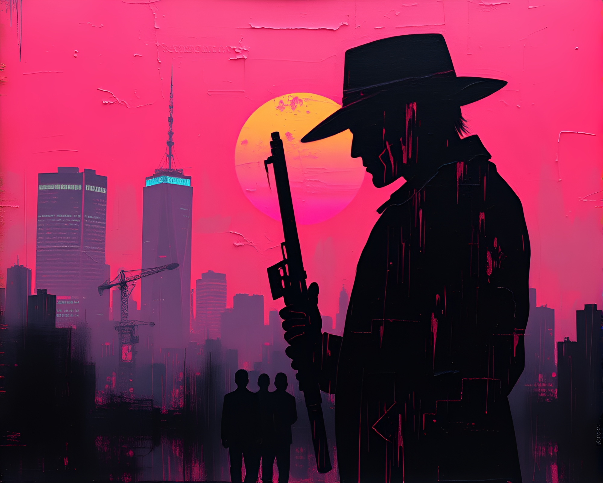 Cyberpunk Vigilante At Sunrise – free AI stock image