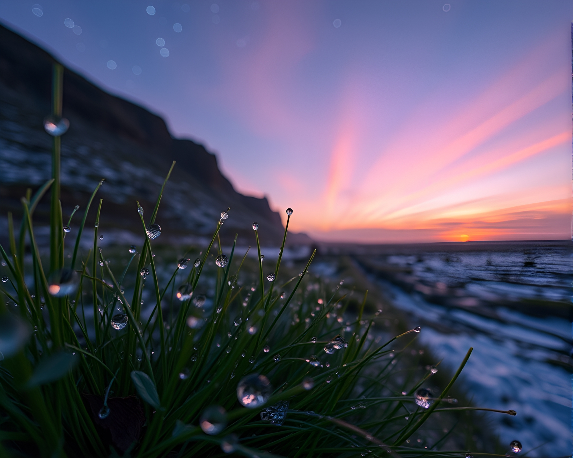 Dew Drops on Quantum Computer at Polar Twilight – free AI stock image
