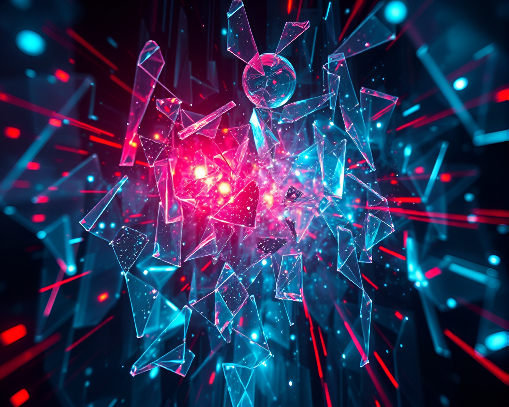 Mind Palace Glitch: Glass Shards Illuminated – free AI stock image