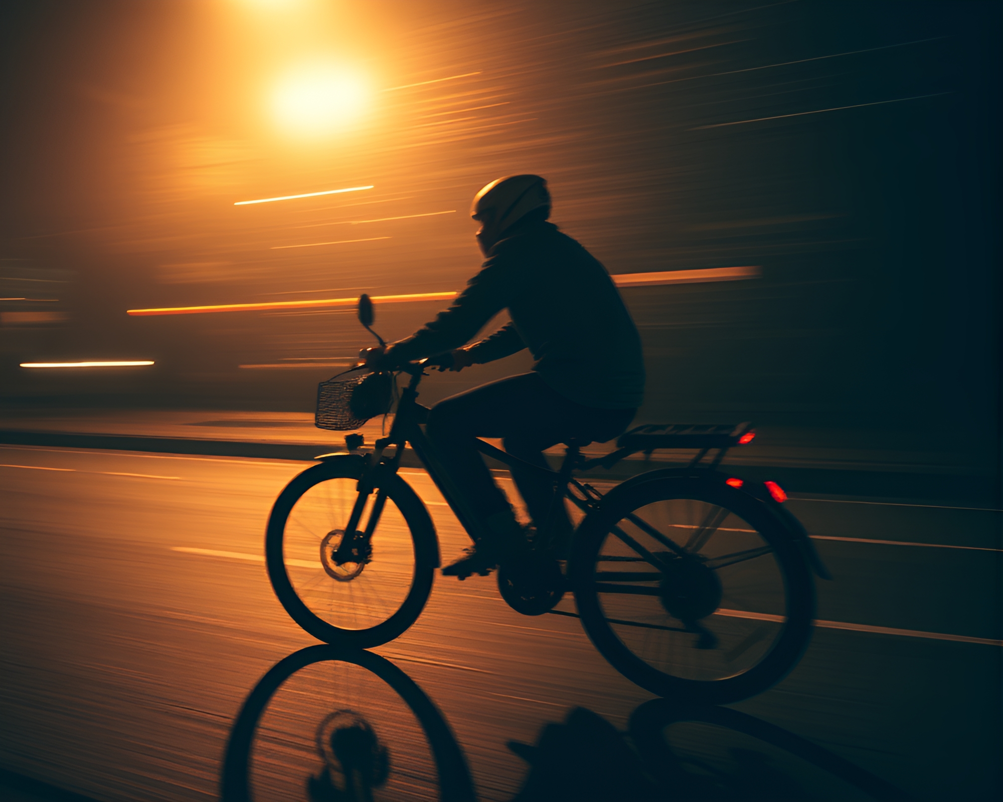 Solar-Powered Bike in Gloom with Motion Blur Streaks – free AI stock image