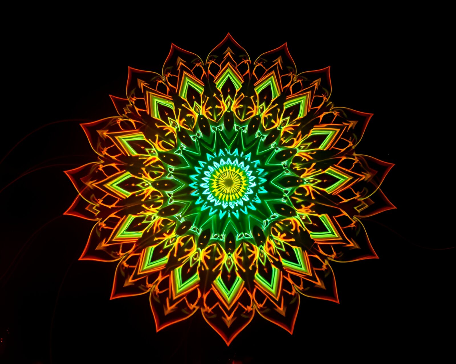 Vibrant mandala design merging with dynamic motion blur