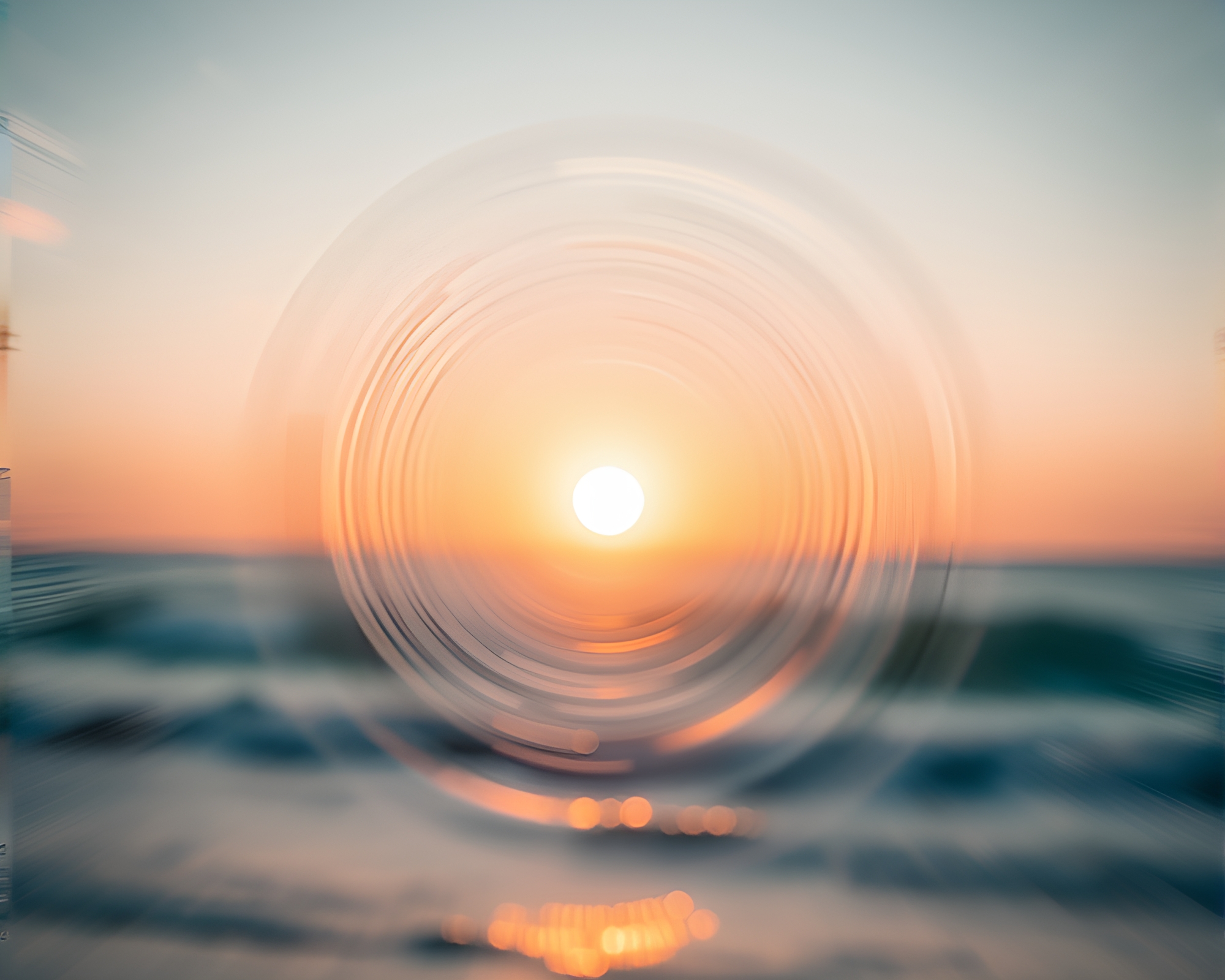 Swirling Beach Light Leaks: Photorealistic Shore – free AI stock image