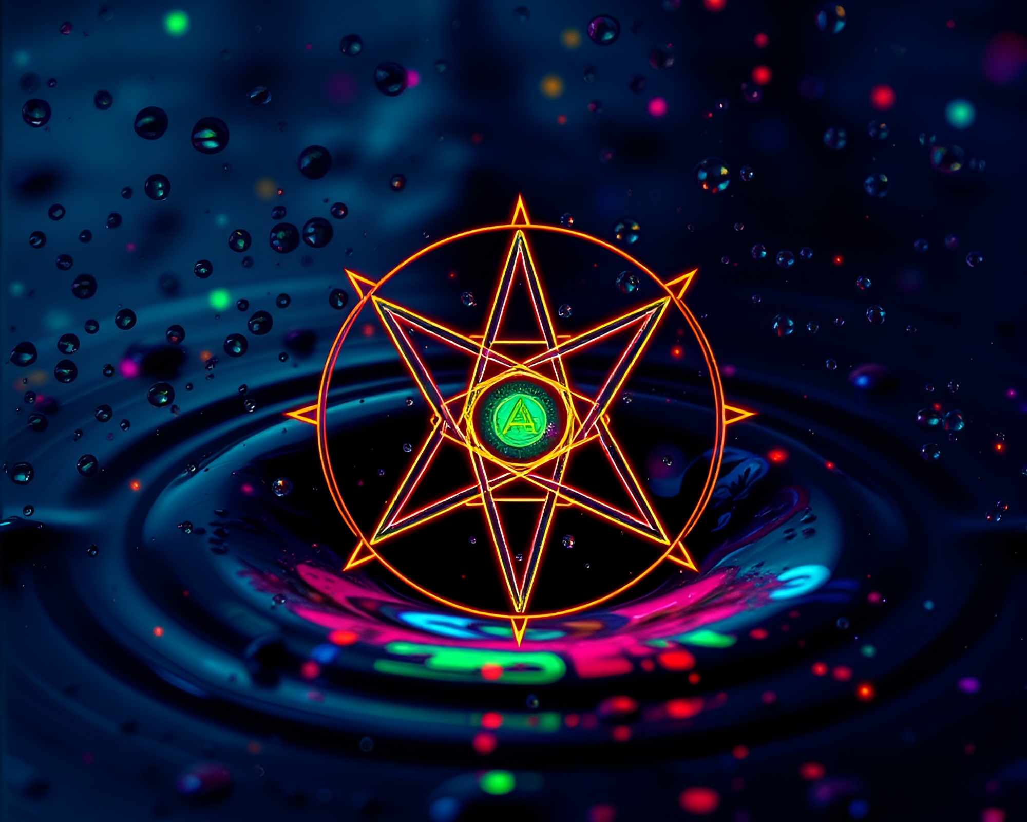 Mystical Water Droplets in Esoteric 16-Bit Colors – free AI stock image
