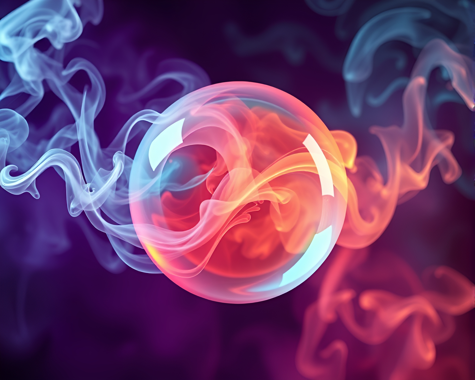 Graffiti Glass Orb with Swirling Smoke Plume – free AI stock image