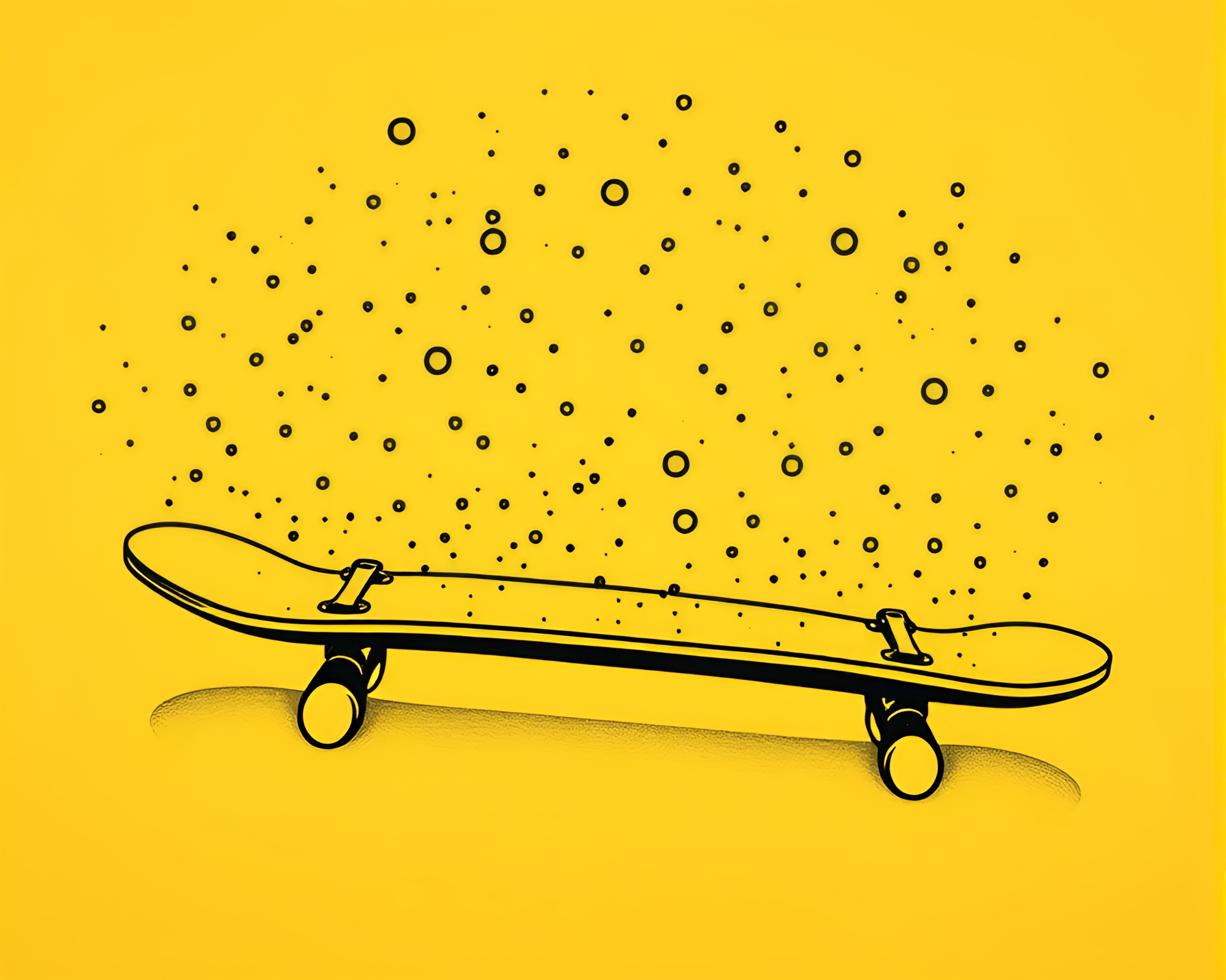 Ethereal Skateboarder Surrounded by Floating Mustard Particles – free AI stock image