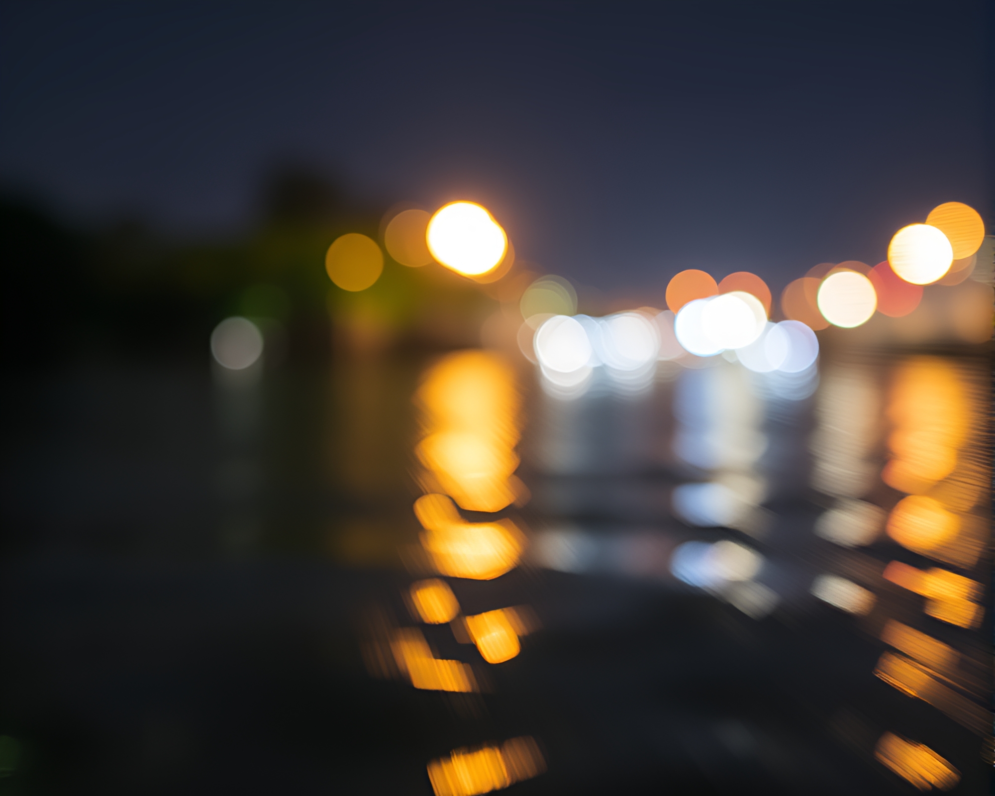 Satellite Beams Through Distorted Water with Bokeh Lights – free AI stock image