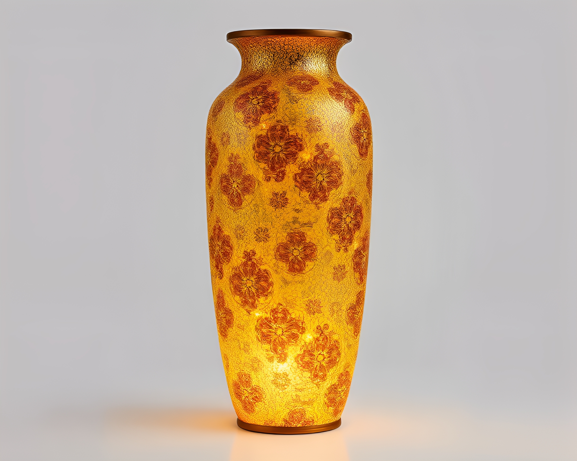 Savannah Golds Illuminated by Fiber Optics in Cloisonné Vase – free AI stock image