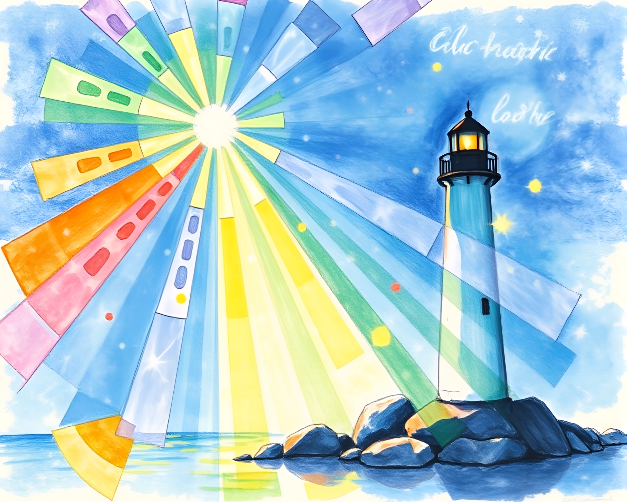 Lighthouse Kaleidoscope Fantasy Drawing – free AI stock image
