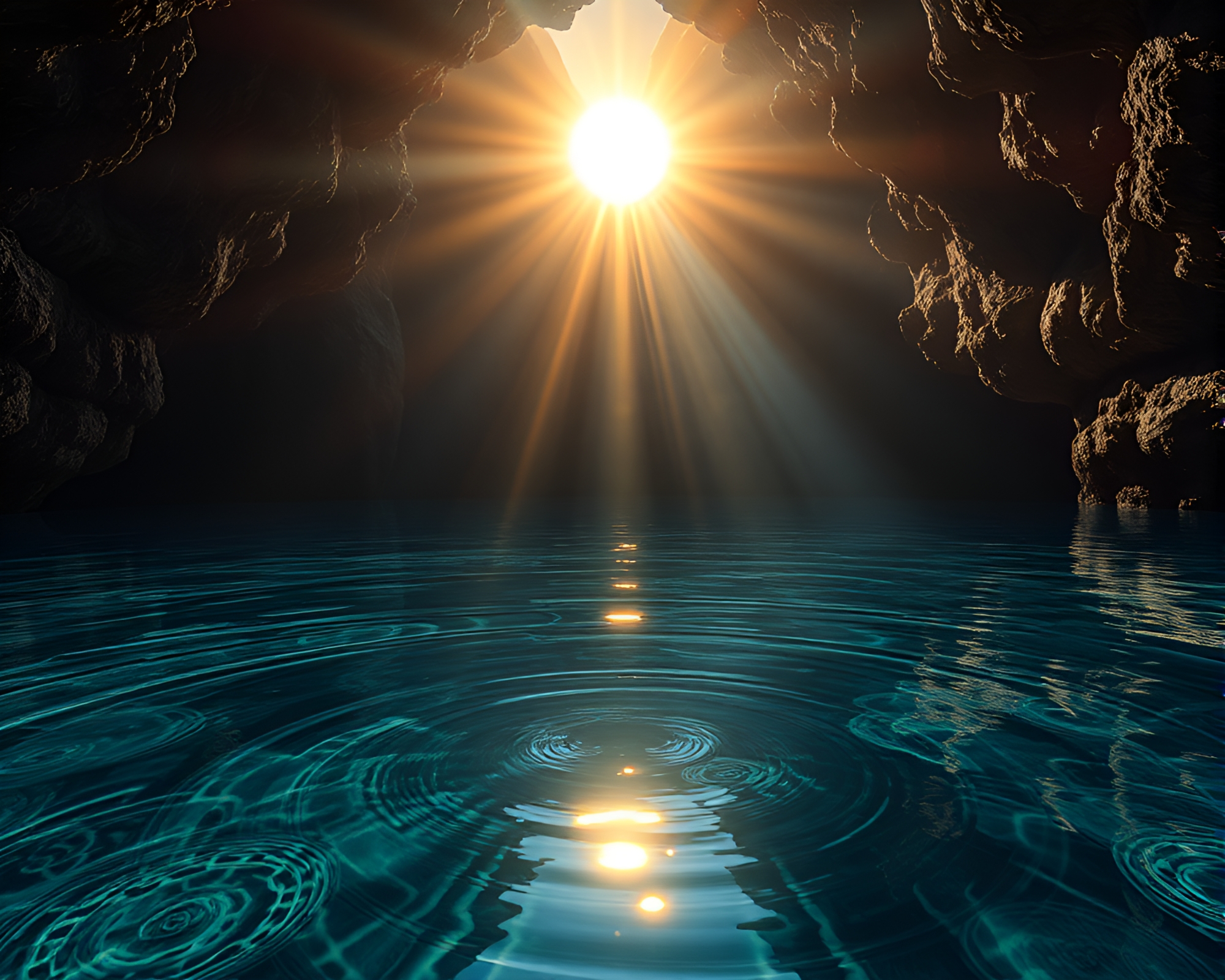 Rippling Cavern: Solar Flare Reflection – free AI stock image