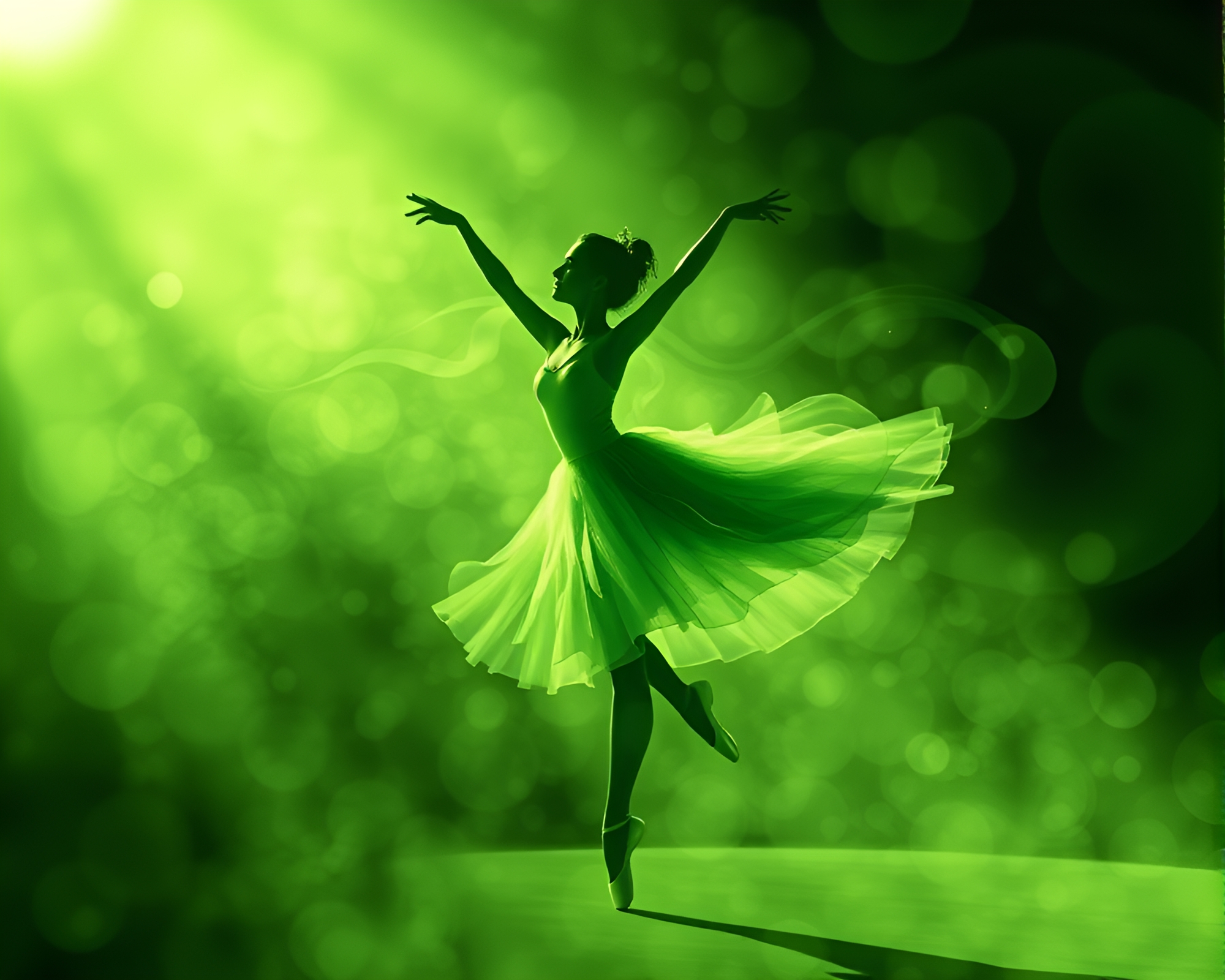 Dreamy Ballet Dancer in Enchanting Forest Mist – free AI stock image