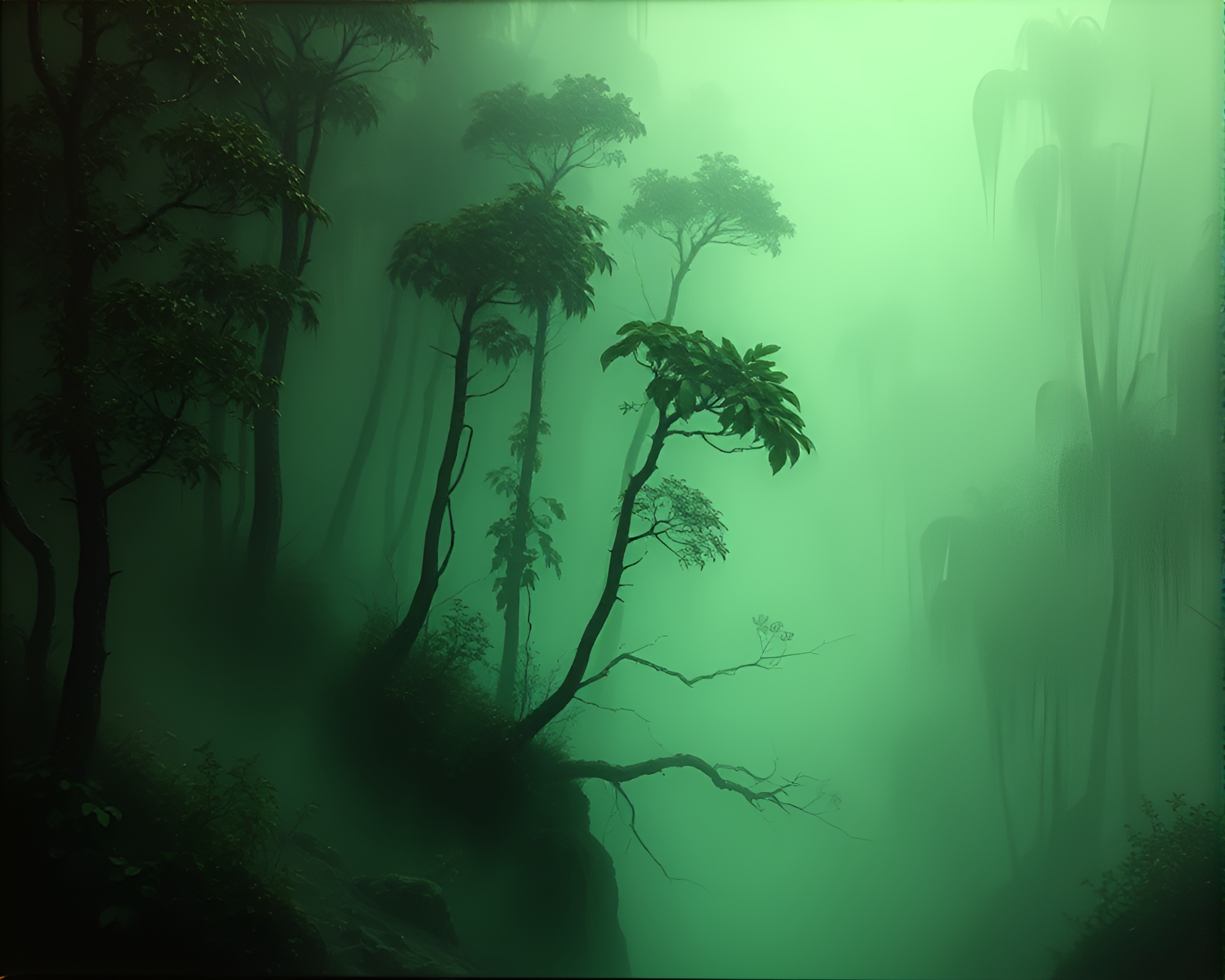 Mysterious Plasma Rifle in Encaustic Fog Banks – free AI stock image
