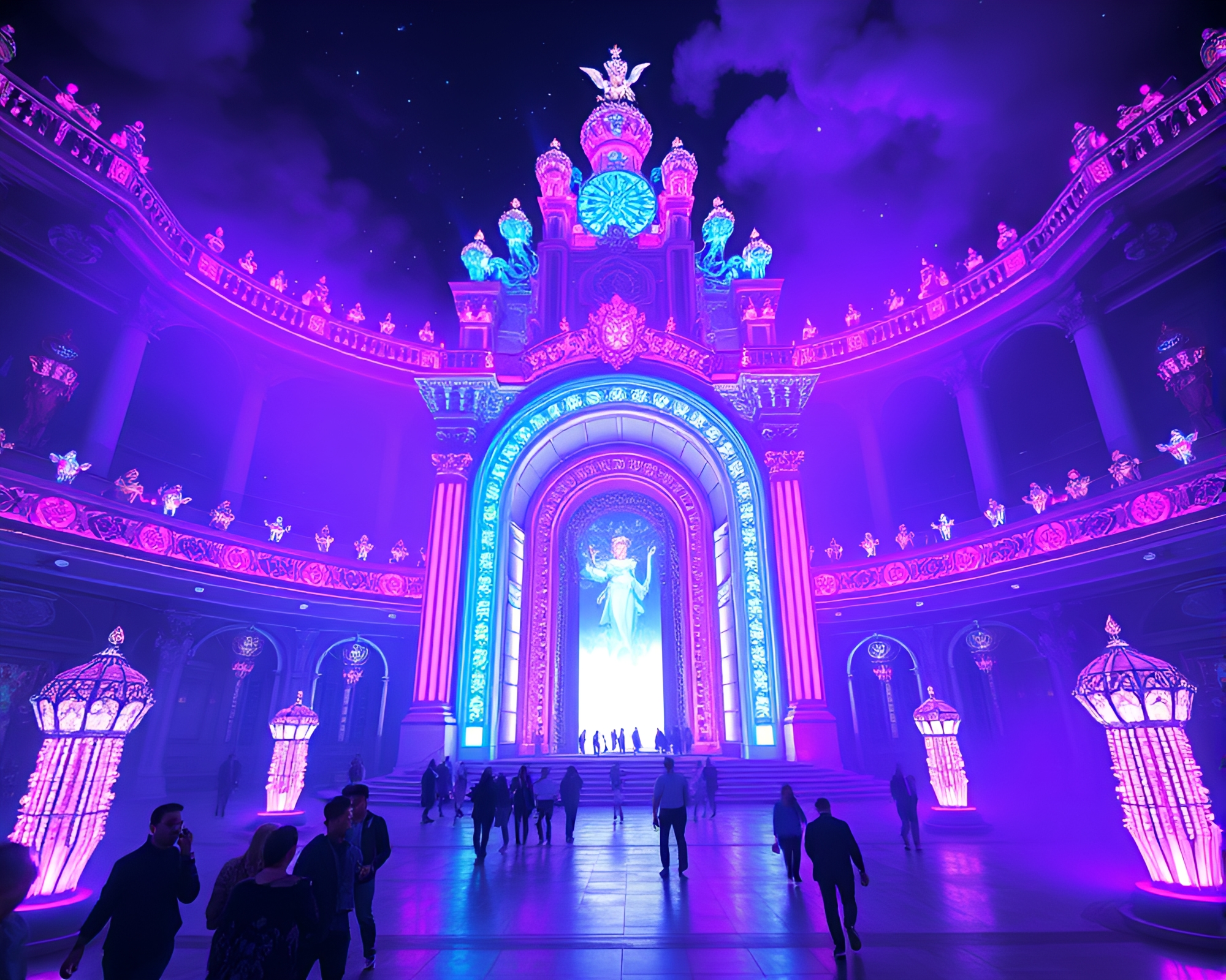 Monochrome Multiverse Portal in Opera-House Glow – free AI stock image