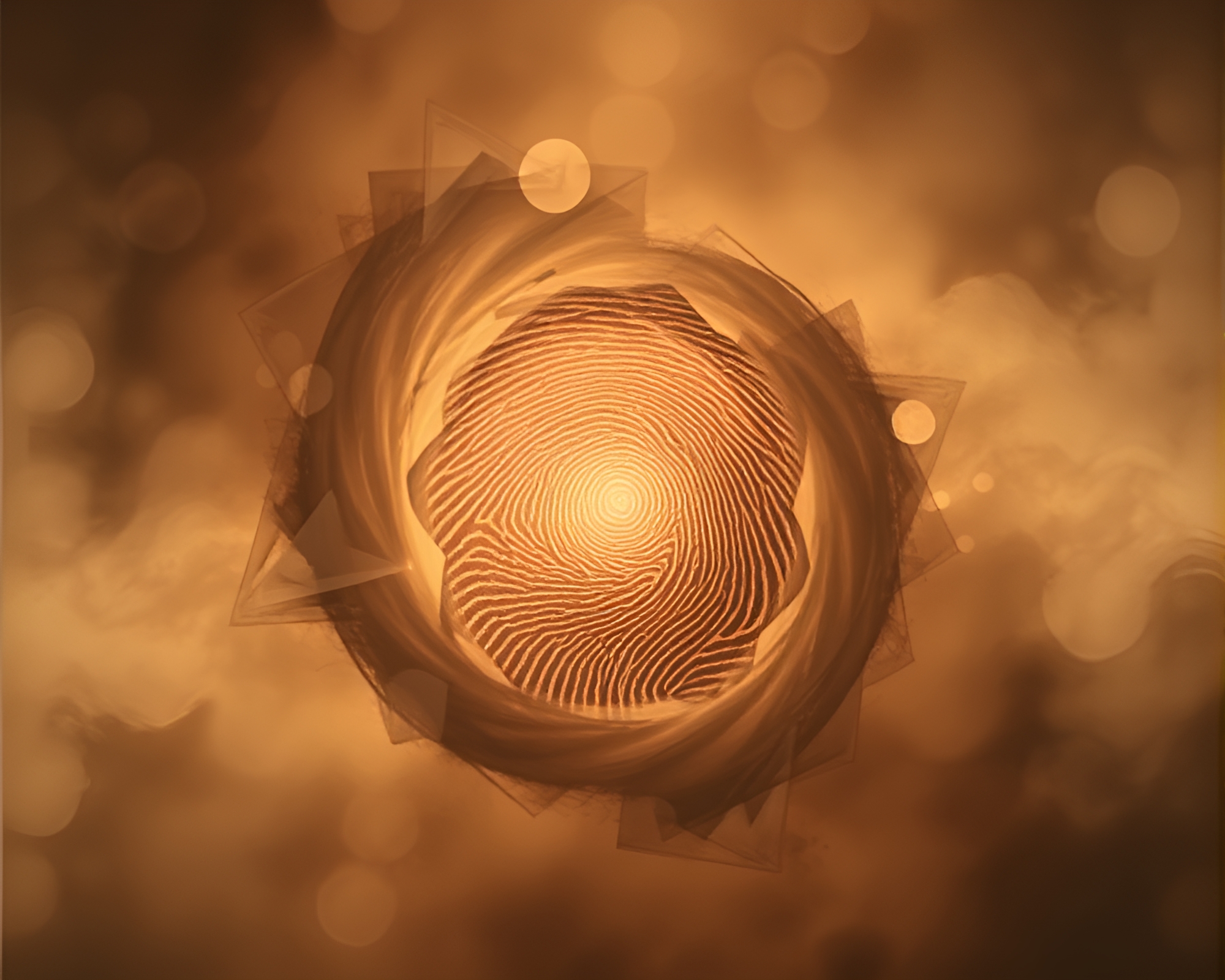 Sacred Geometry in Fingerprint Swirl: Abstract Smoky Haze – free AI stock image