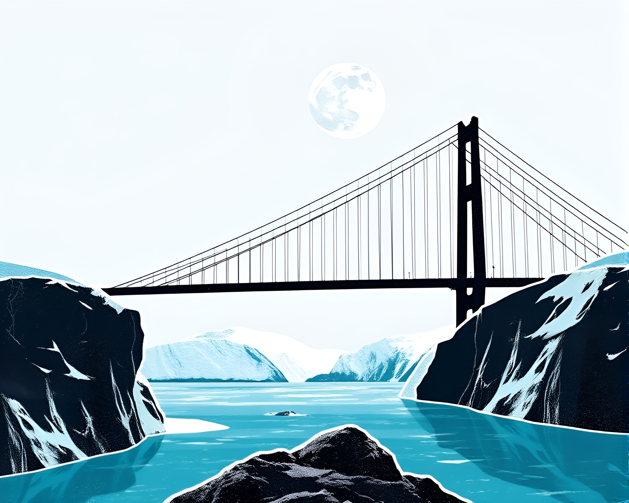 Icy Whiteout Fashion Bridge Collage – free AI stock image