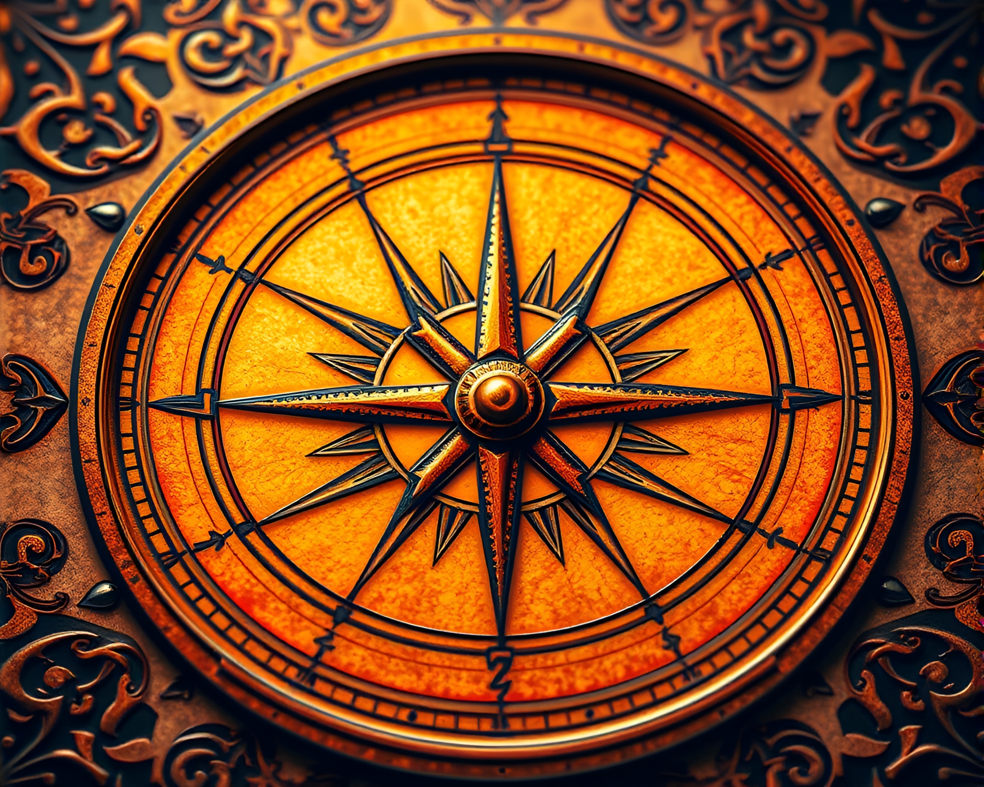 Intricate Antique Compass with Cel Shading Design – free AI stock image
