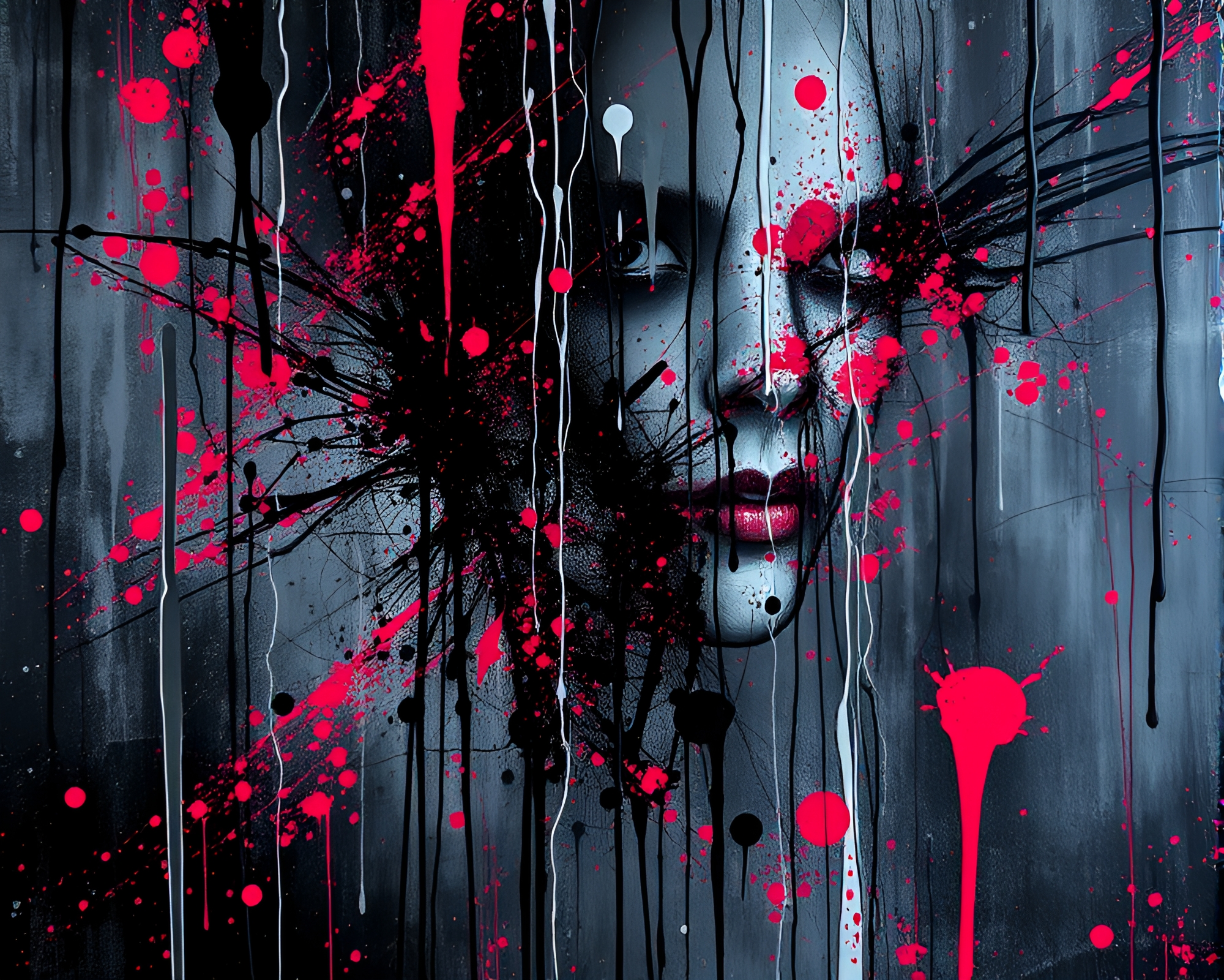 Gothic Horror Cybernetic Glass Distortion Artwork – free AI stock image