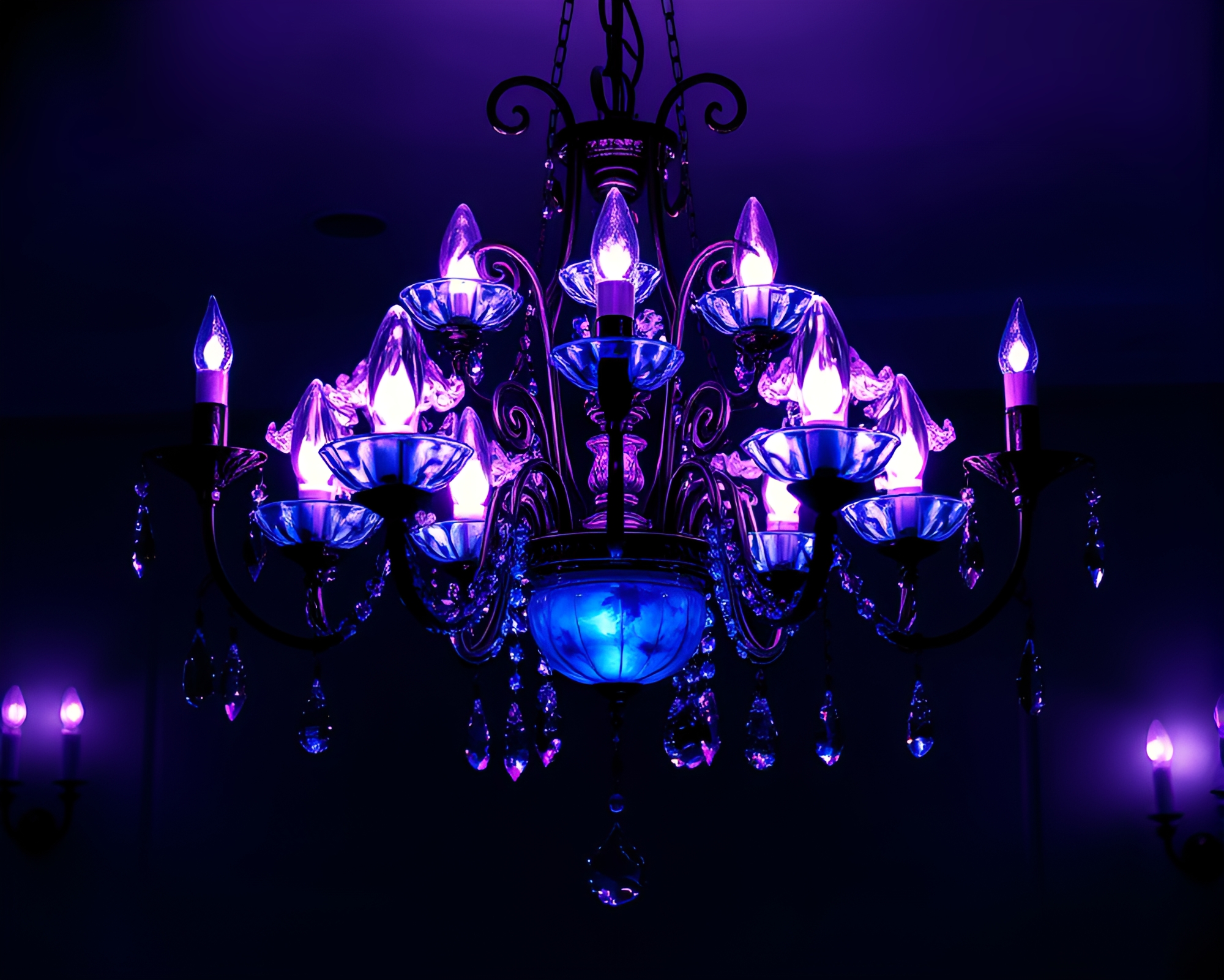 Enigmatic Victorian Chandelier amidst Ink Splashes – free AI stock image
