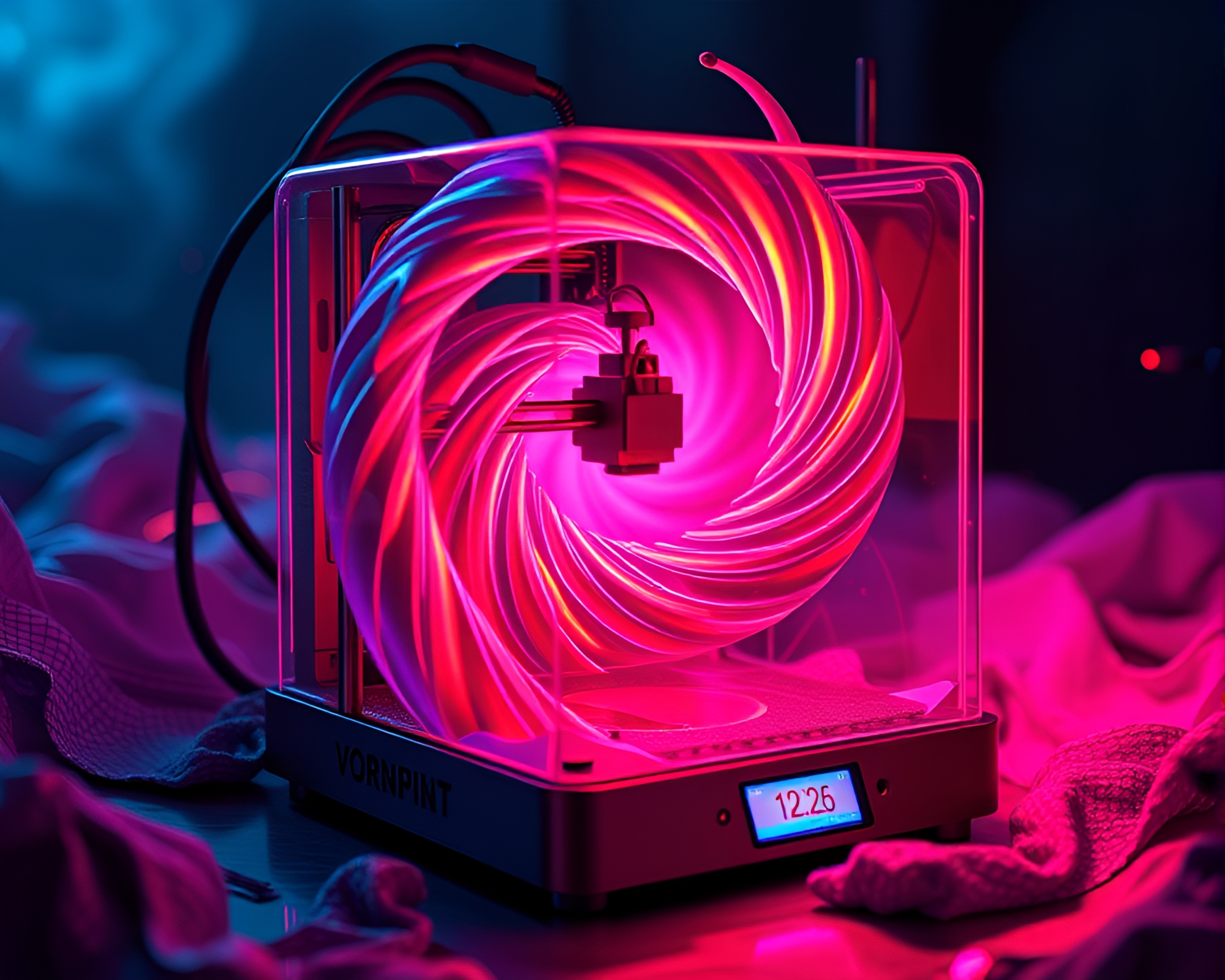 Vortex Twist in 3D Bio-Printer World – free AI stock image