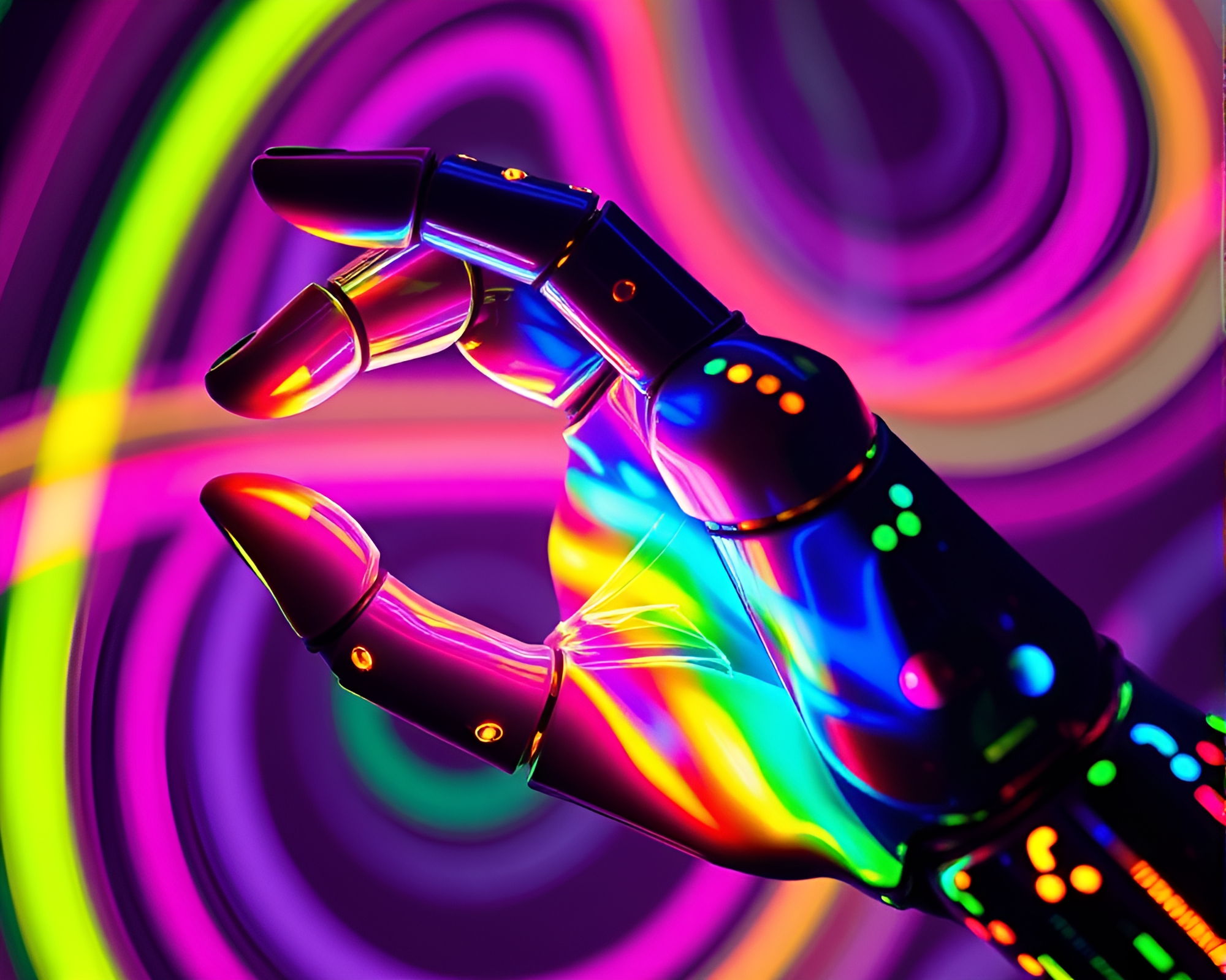 Cybernetic Hand Prism Refraction Engraving Art – free AI stock image