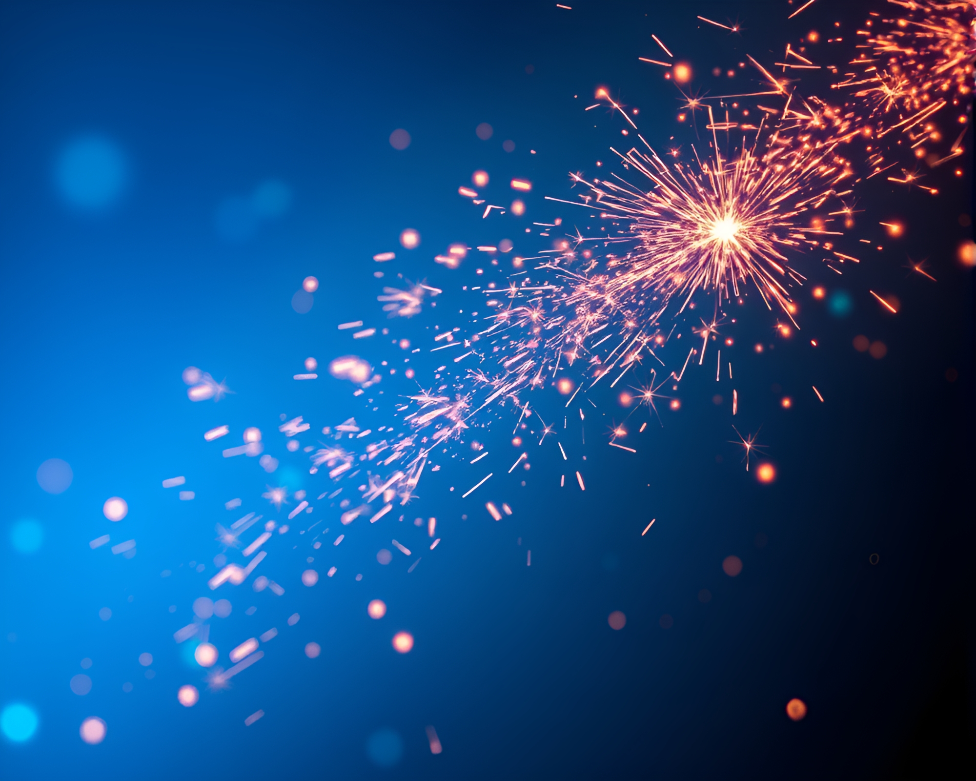 Sapphire Rocket Launch with Sparkler Trails – free AI stock image