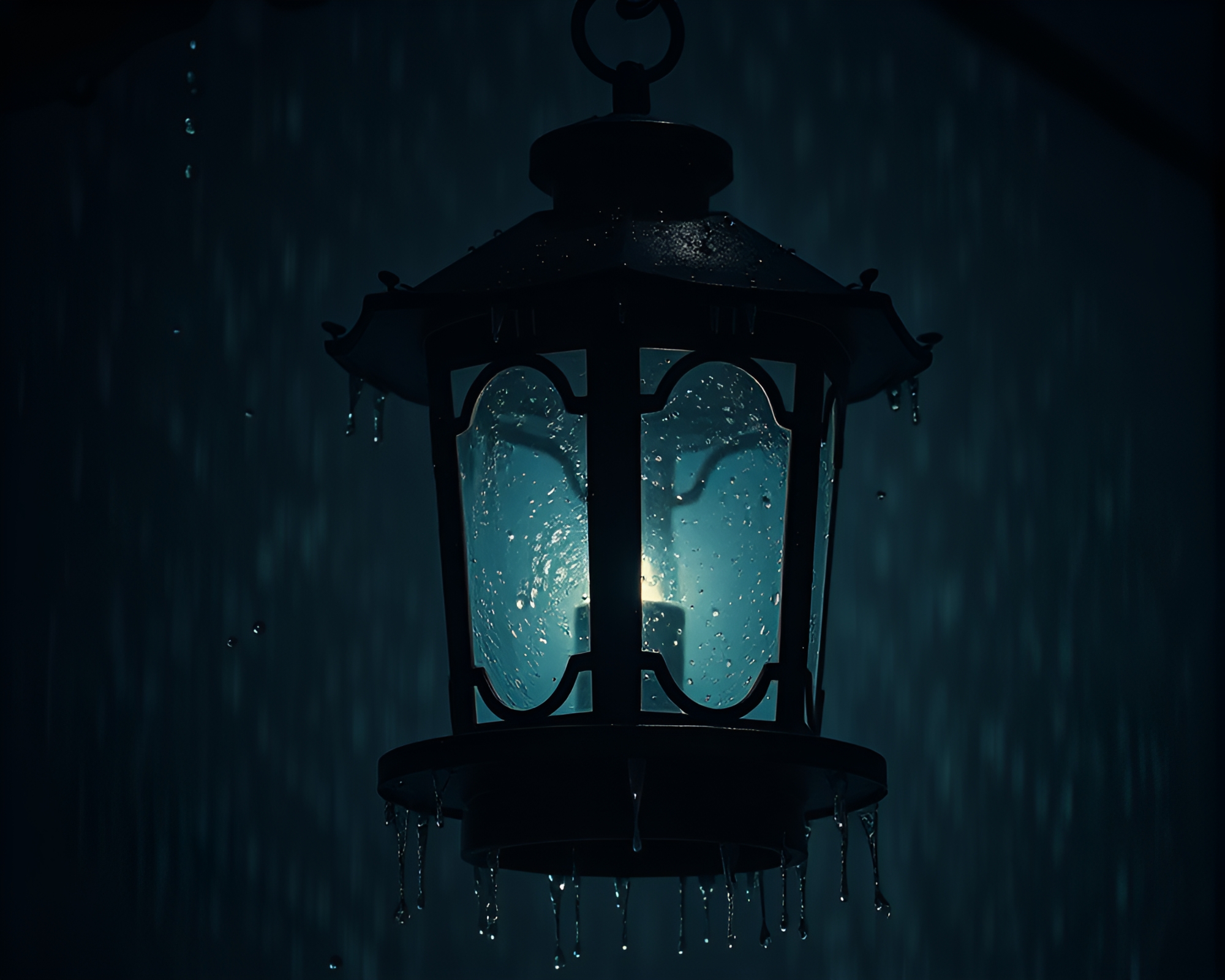 Necromantic Water Lantern: Chiaroscuro Fantasy Composition – free AI stock image
