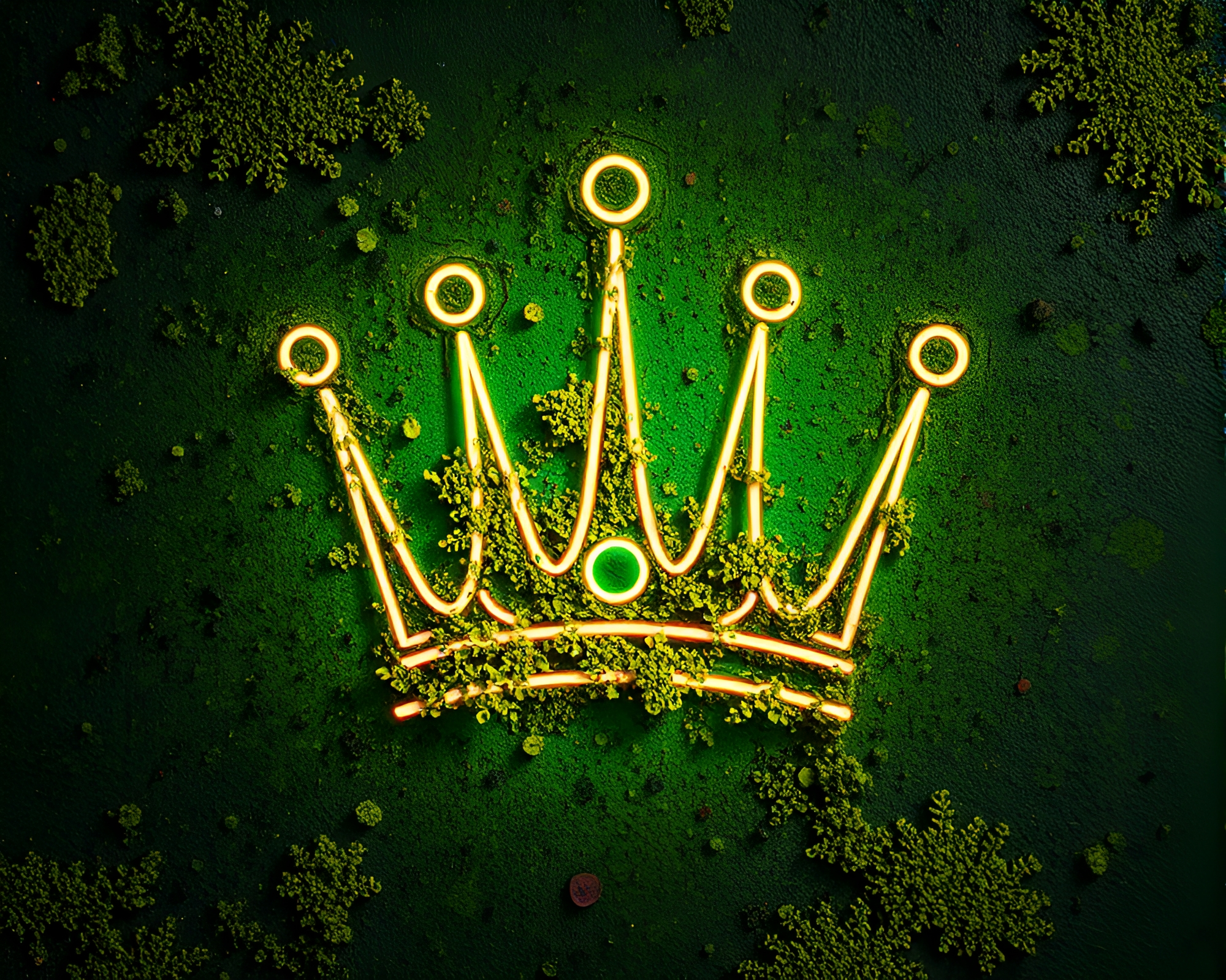 Luminous Lichen Crown: Neon Graffiti Impasto Composition – free AI stock image