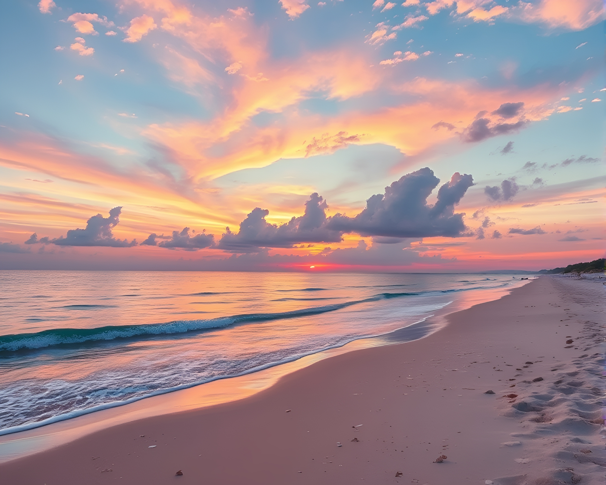 Summer Beach Chalk Art Sunrise Masterpiece – free AI stock image